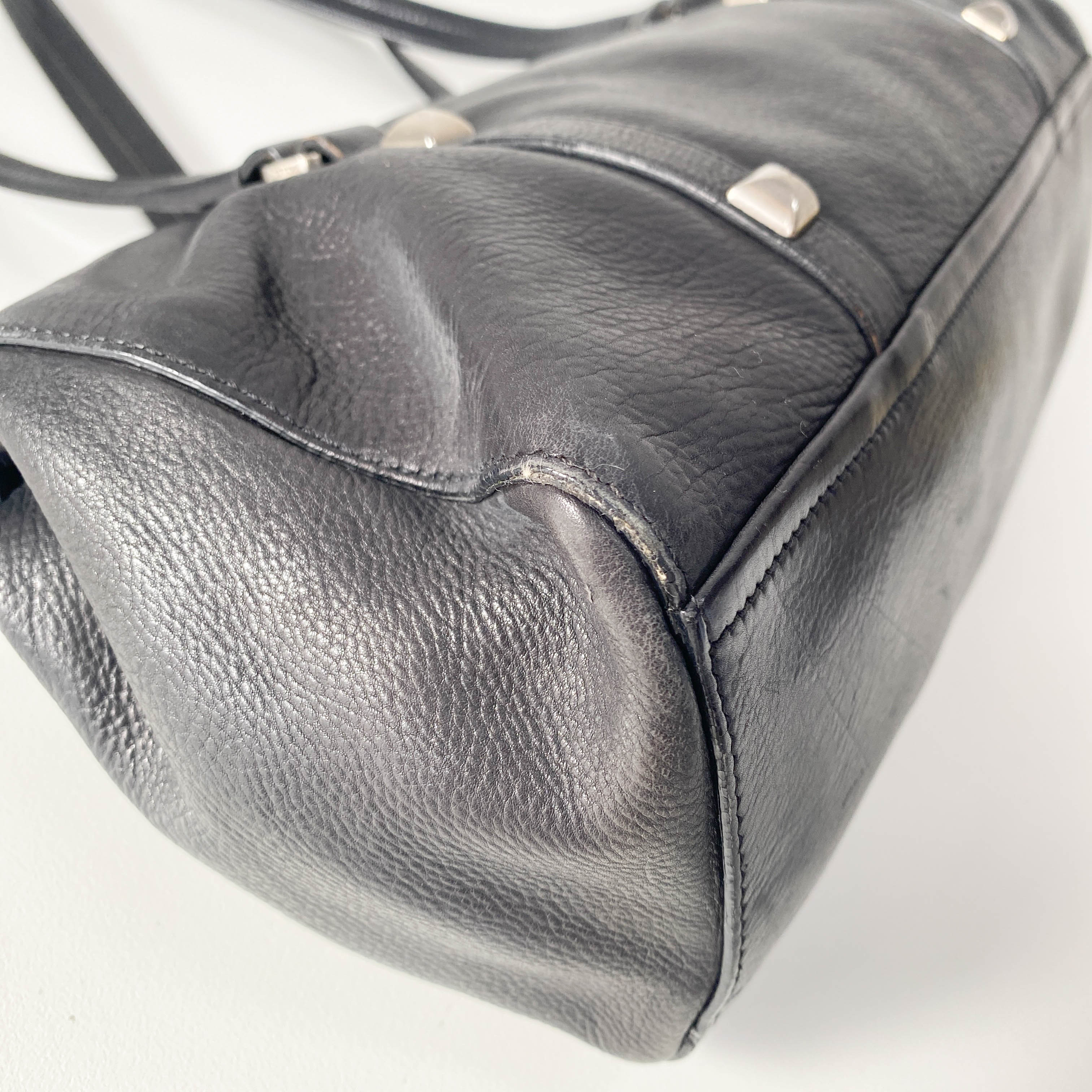 Black Leather with Silver Studs Bag
