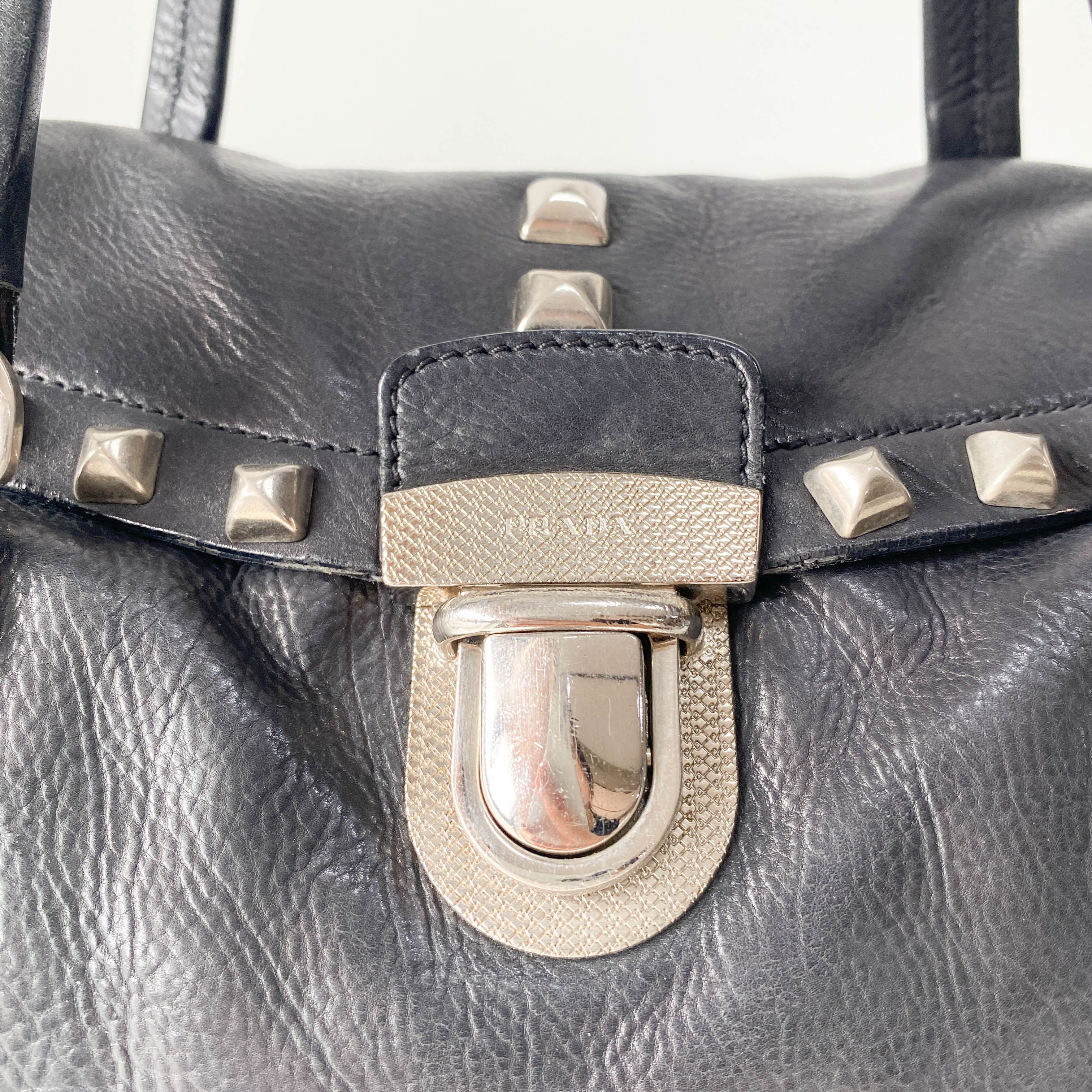 Black Leather with Silver Studs Bag