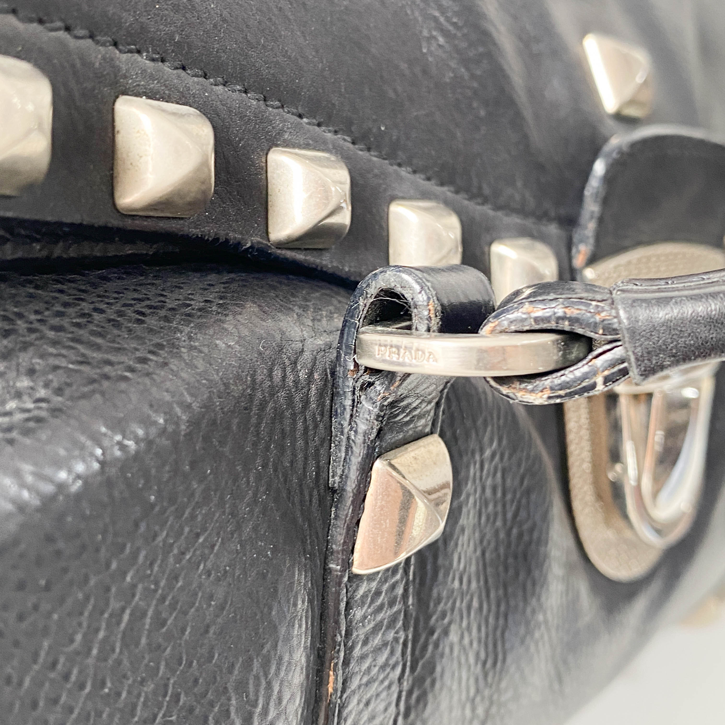 Black Leather with Silver Studs Bag