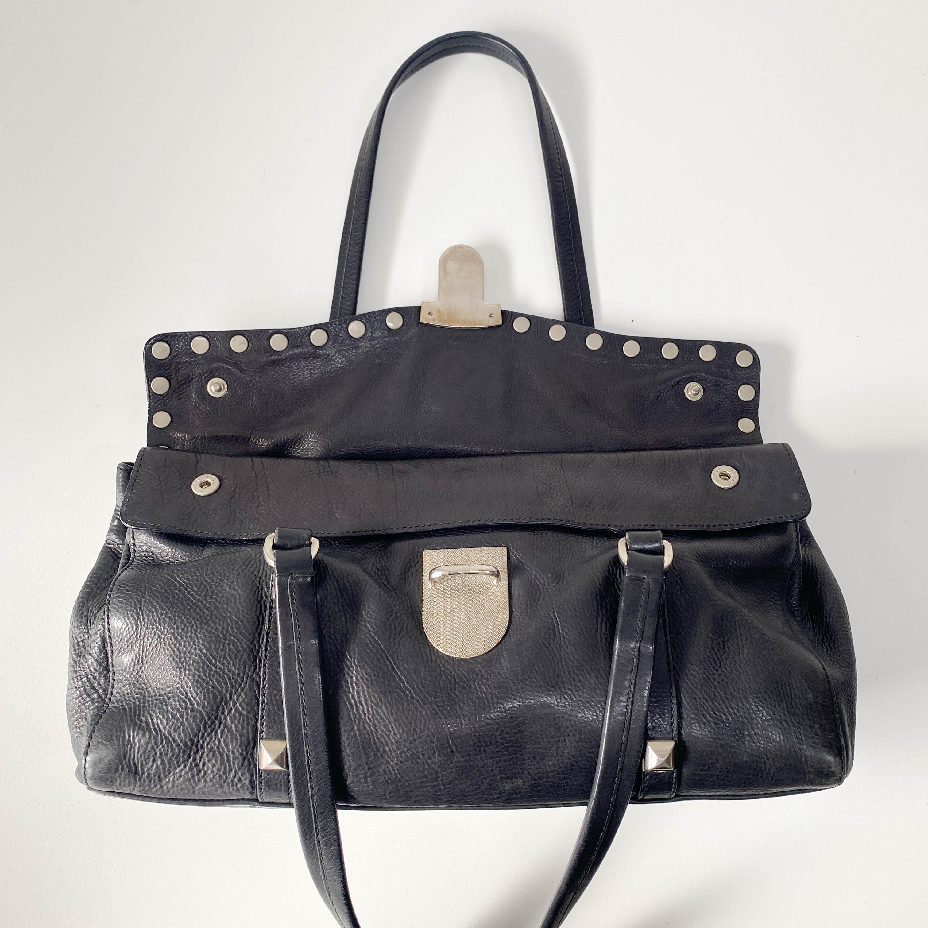 Black Leather with Silver Studs Bag