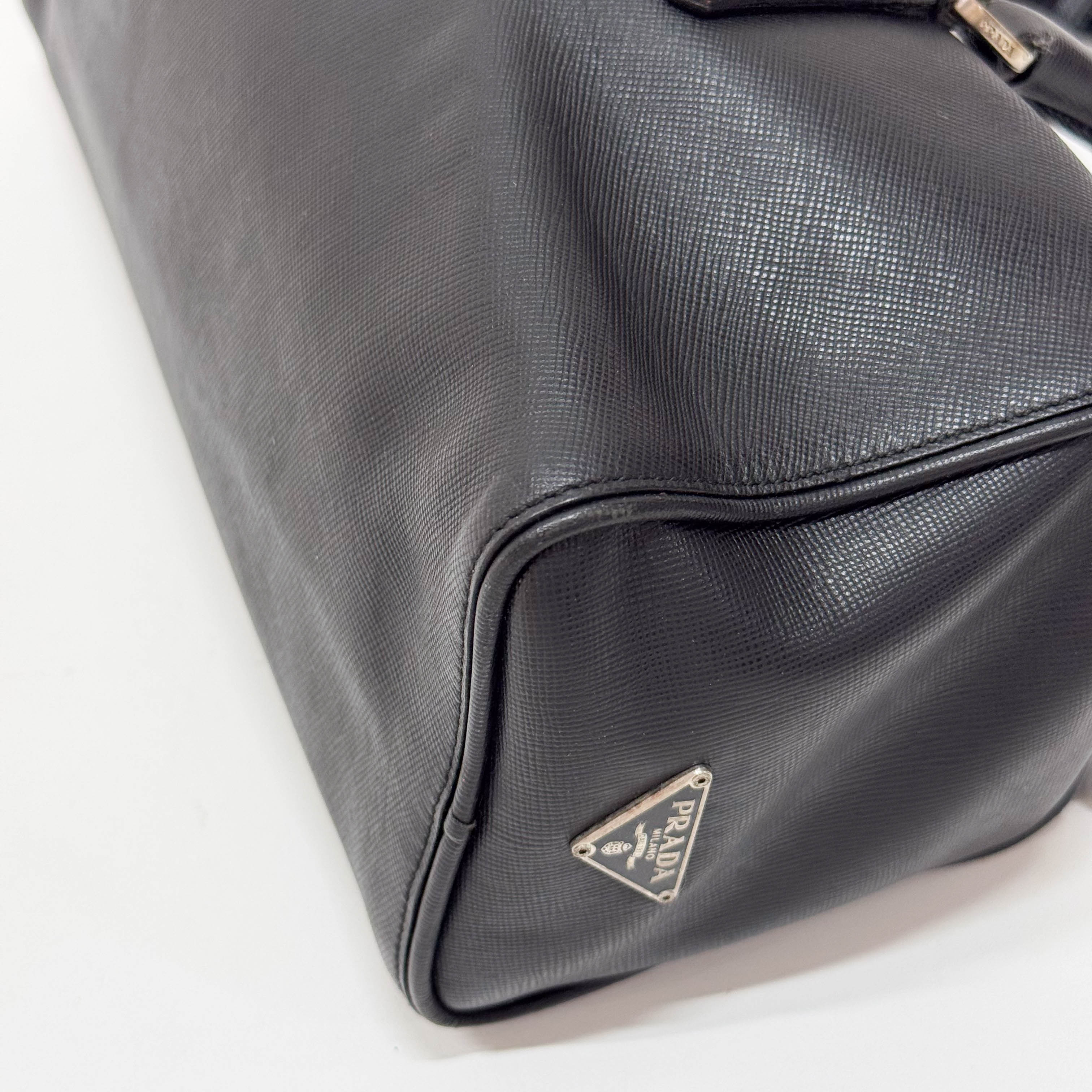 Mini Boston Black Saffiano Bag