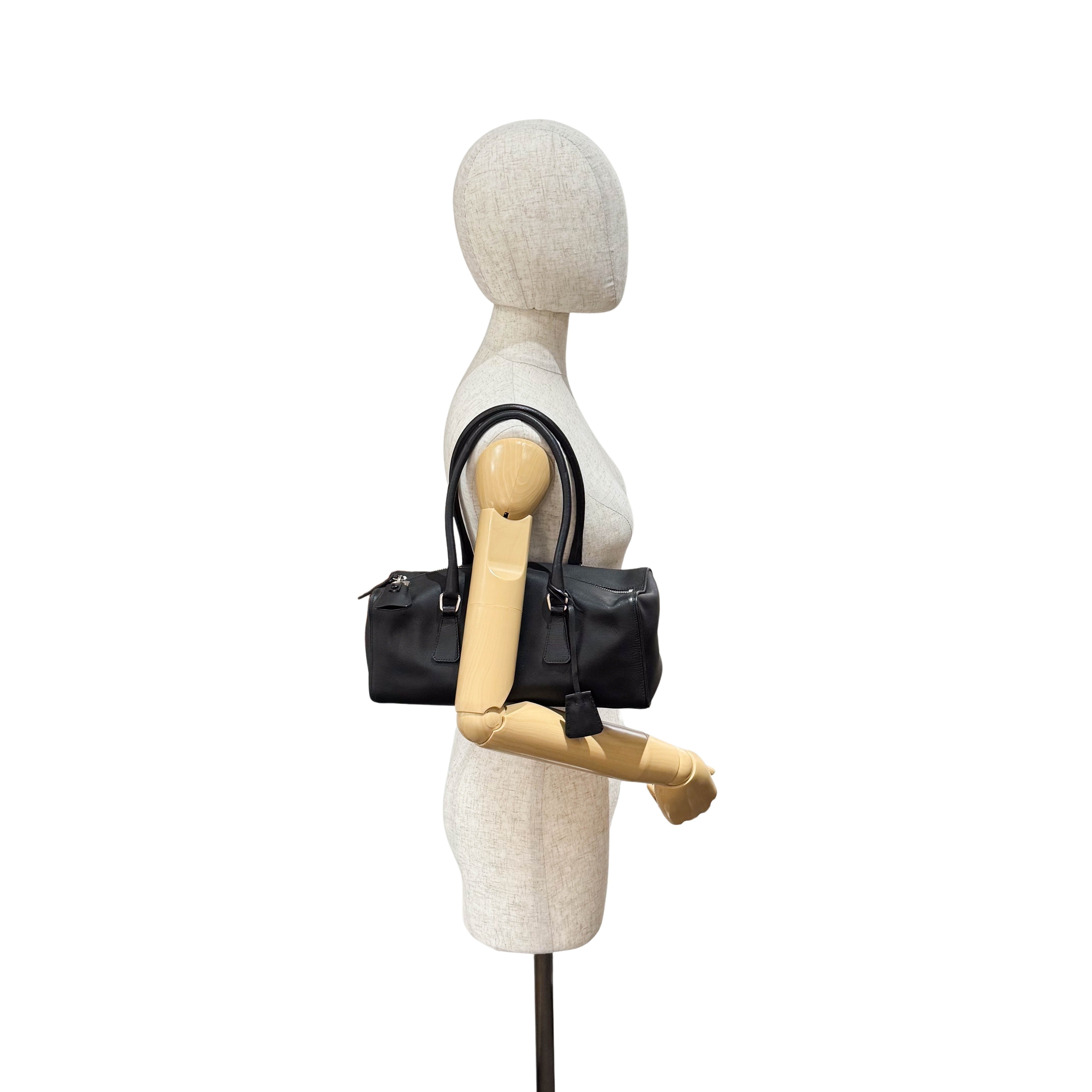 Mini Boston Black Saffiano Bag