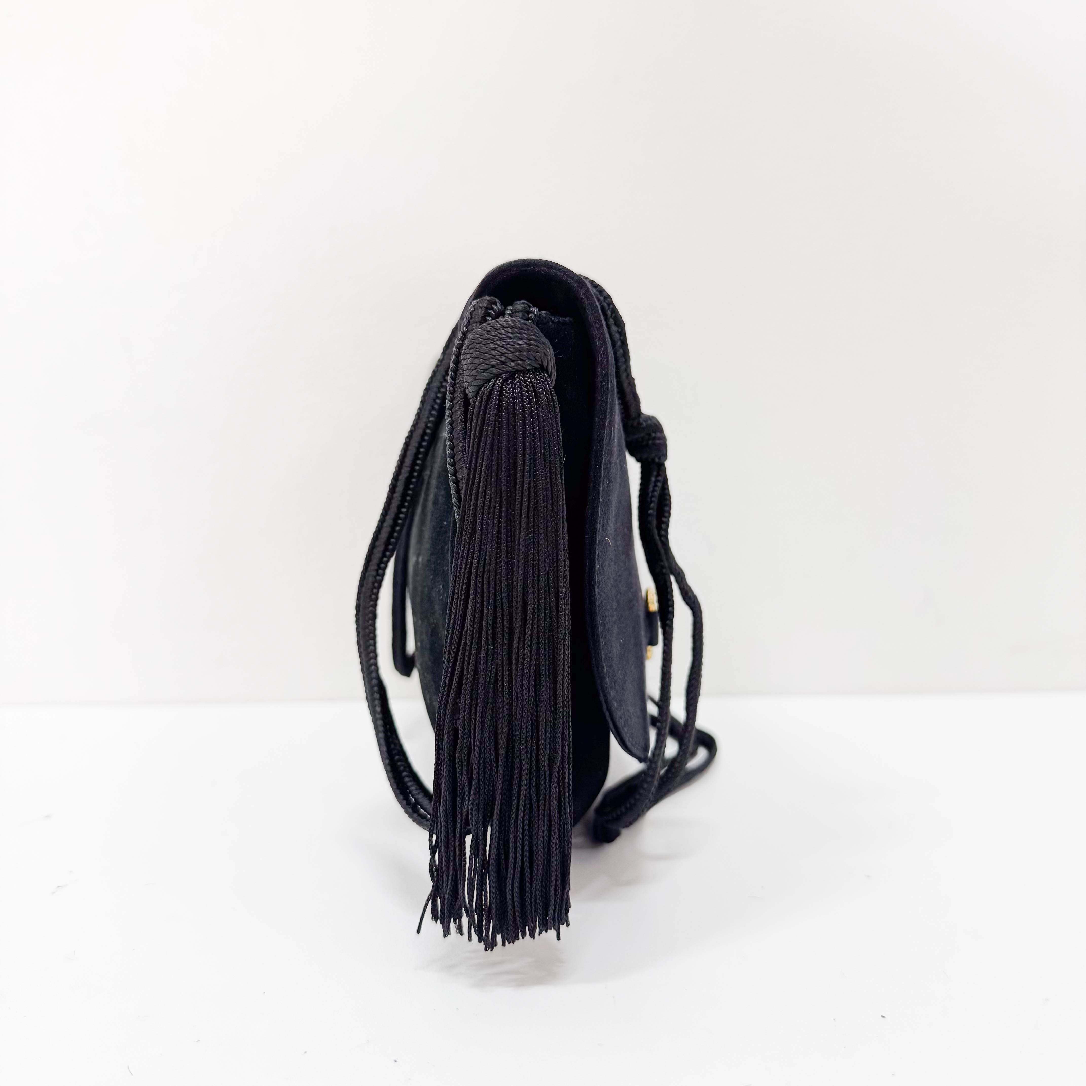 Horsebit Bijoux in Black Satin and Velvet Bag