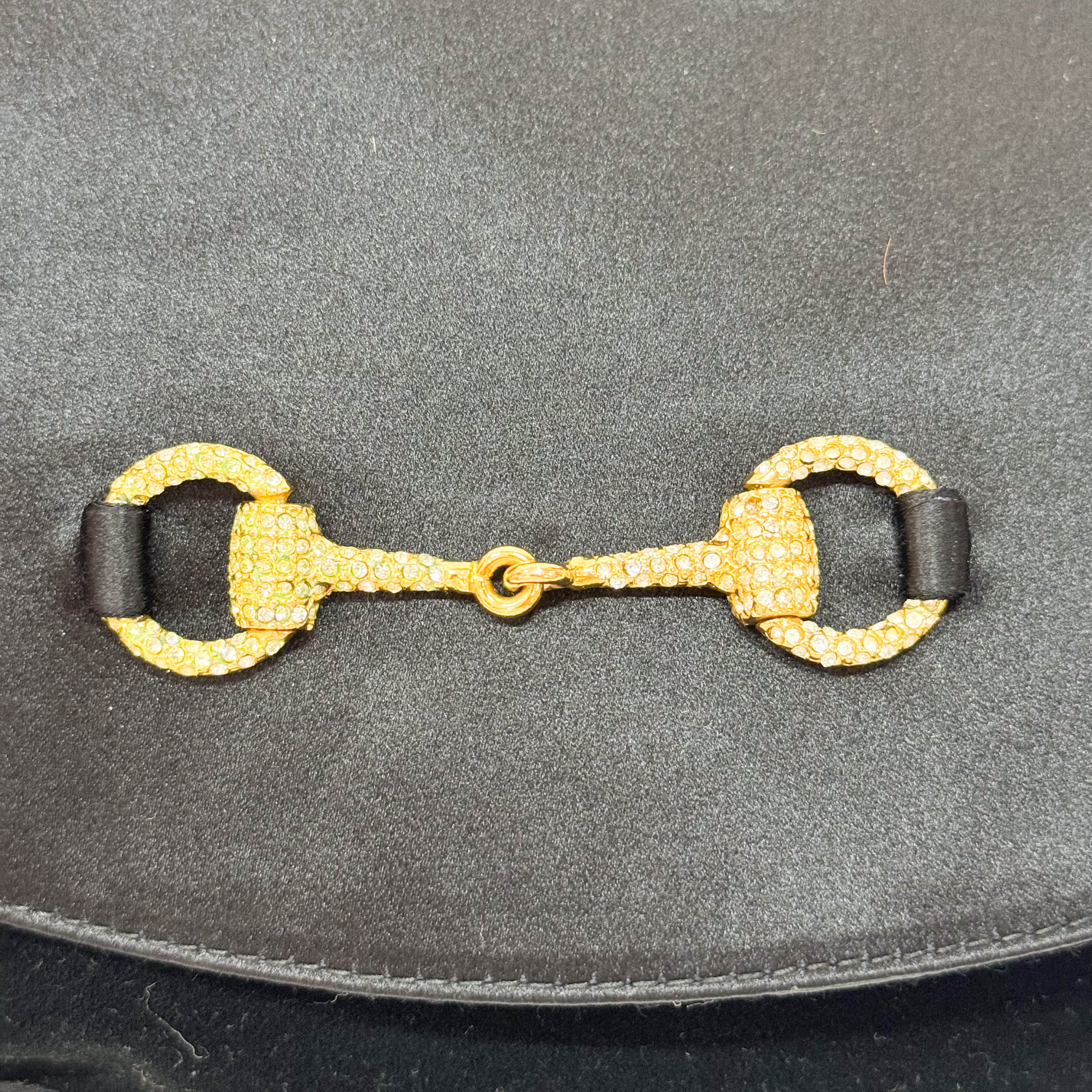 Horsebit Bijoux in Black Satin and Velvet Bag