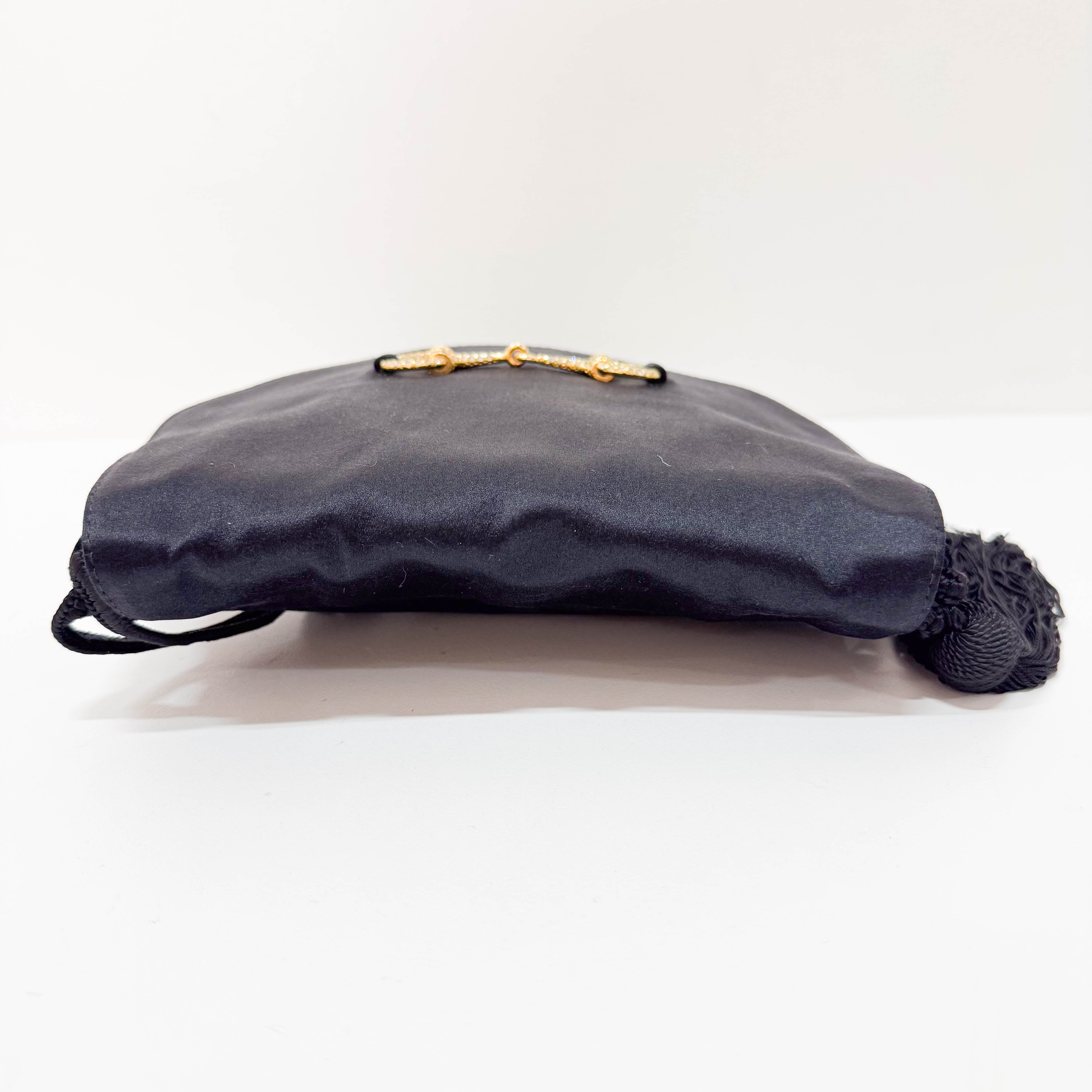 Horsebit Bijoux in Black Satin and Velvet Bag