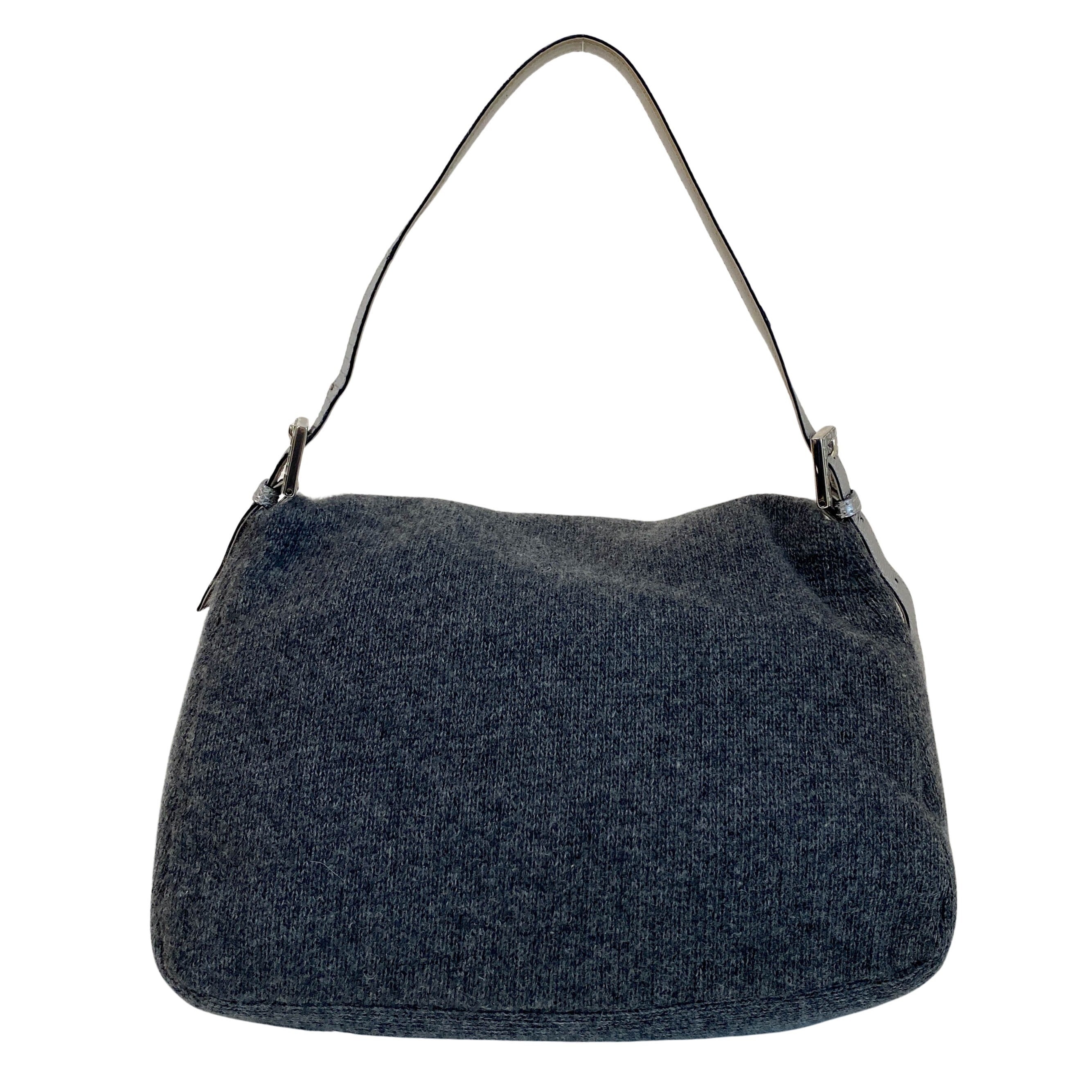 Mamma Baguette Grey Cashmere Shoulder Bag