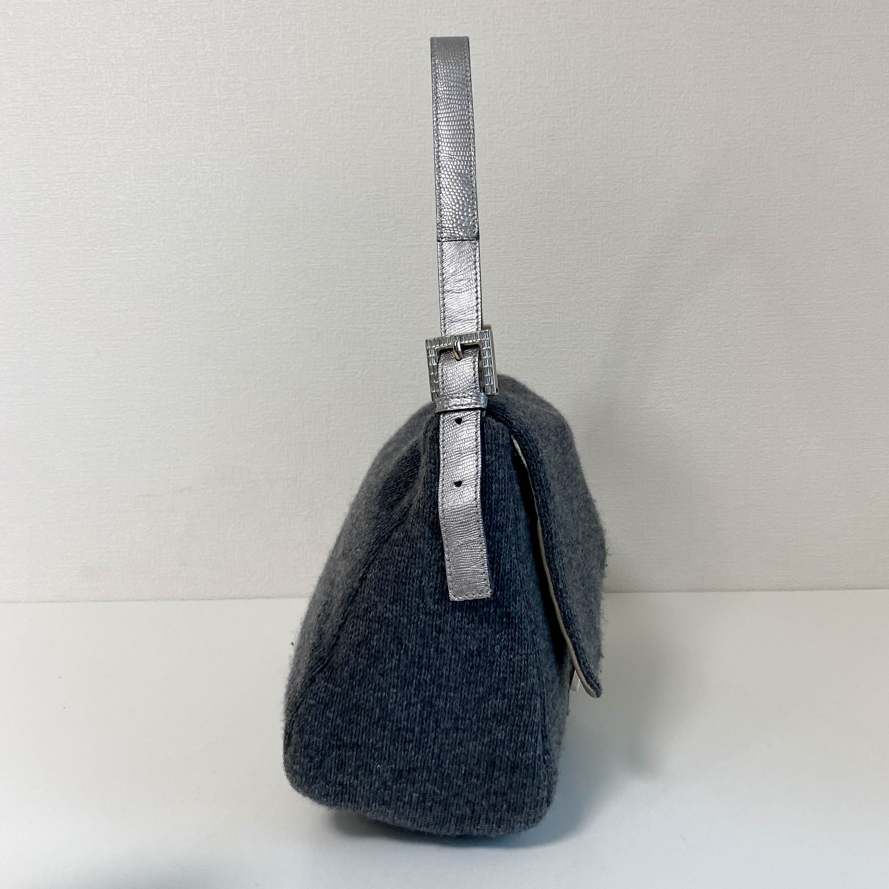 Mamma Baguette Grey Cashmere Shoulder Bag