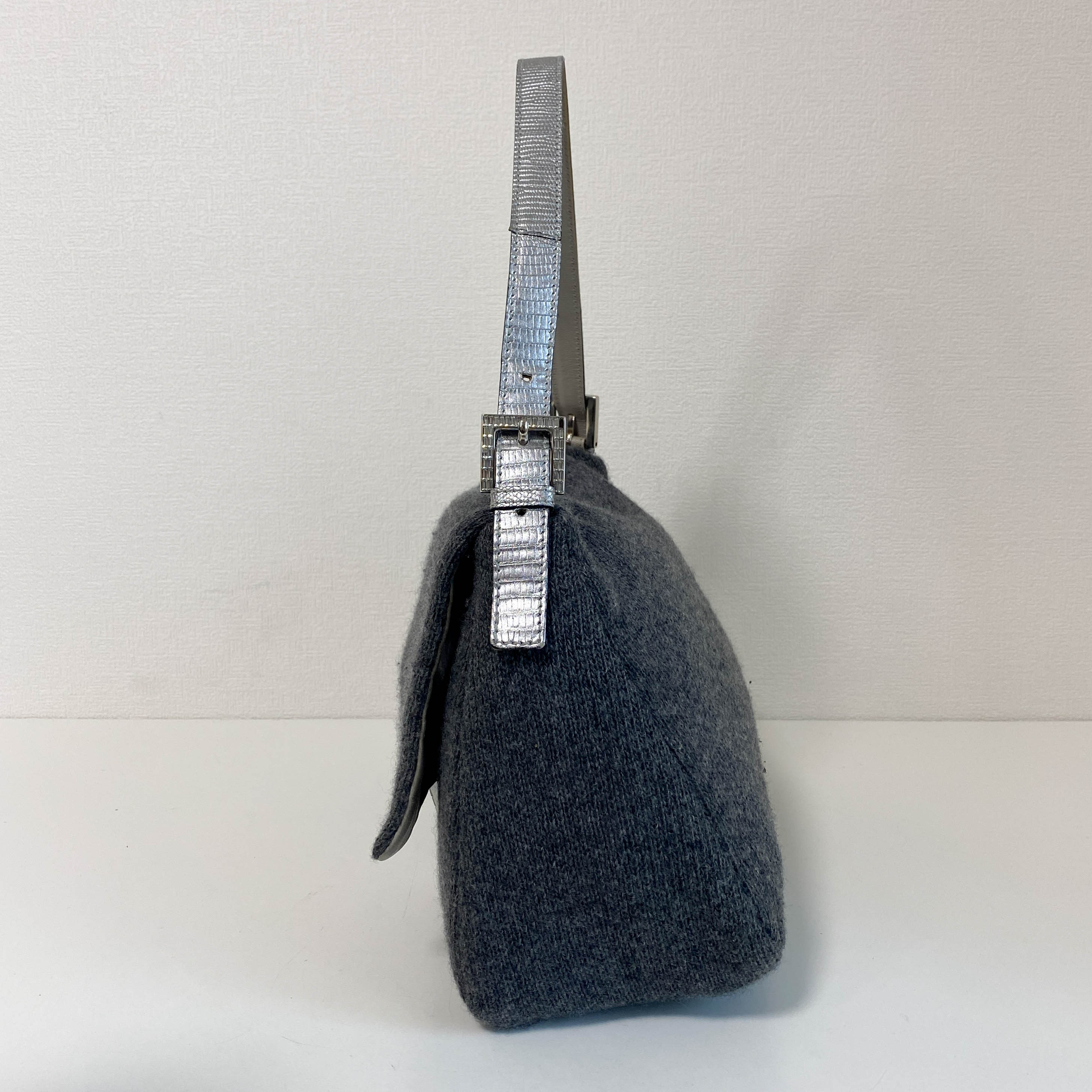 Mamma Baguette Grey Cashmere Shoulder Bag