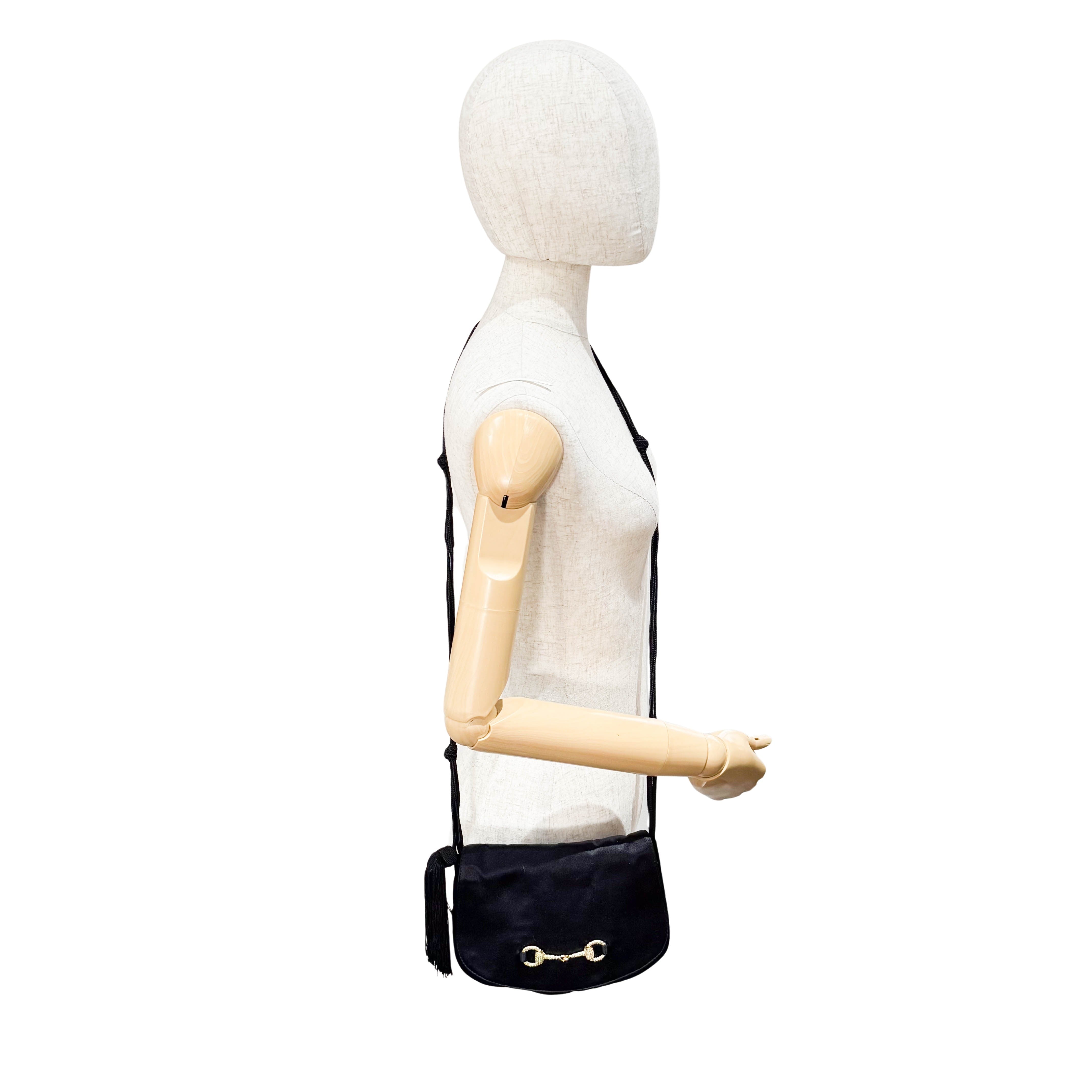 Horsebit Bijoux in Black Satin and Velvet Bag