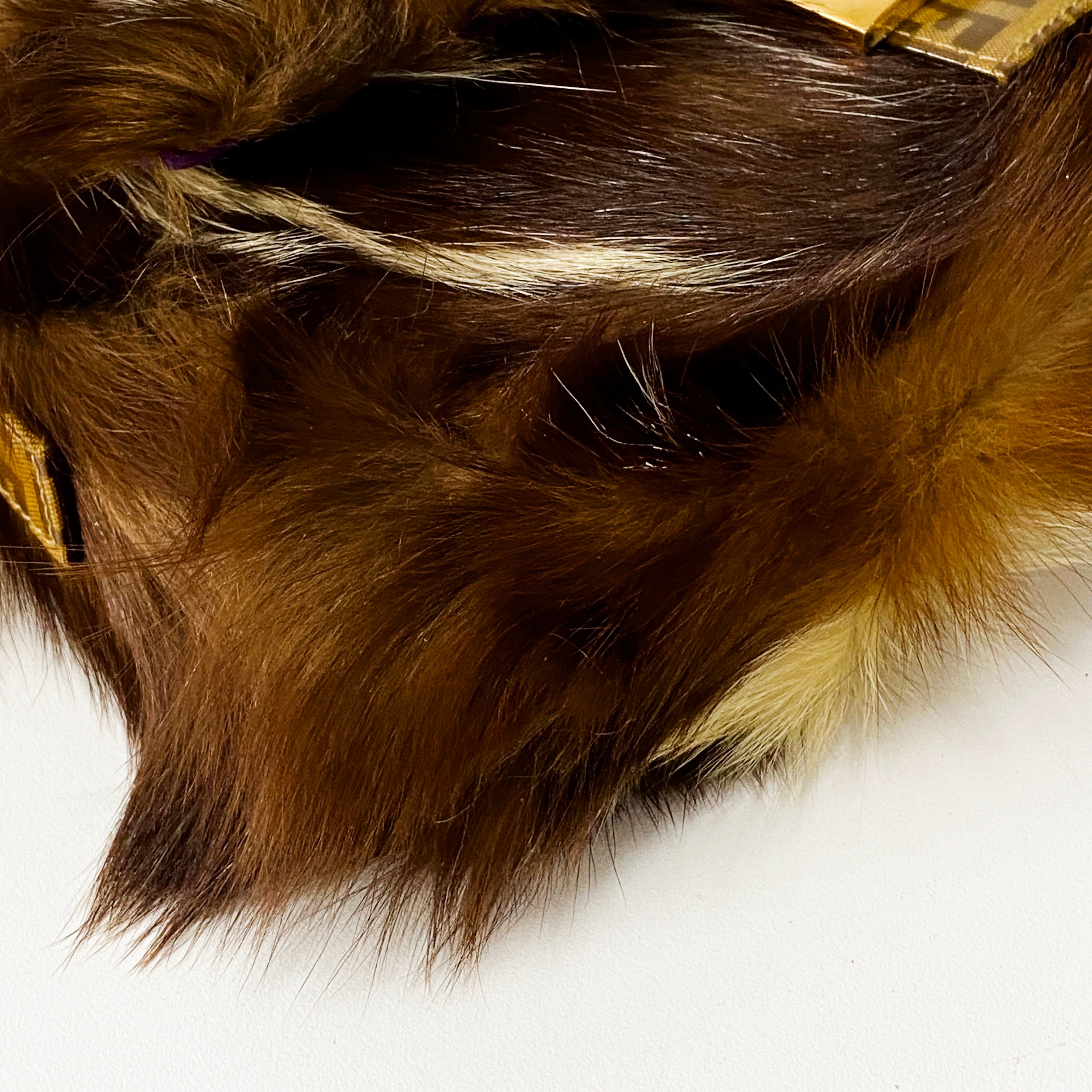 Baguette Zucchino Brown Fur & Coated Canvas Bag