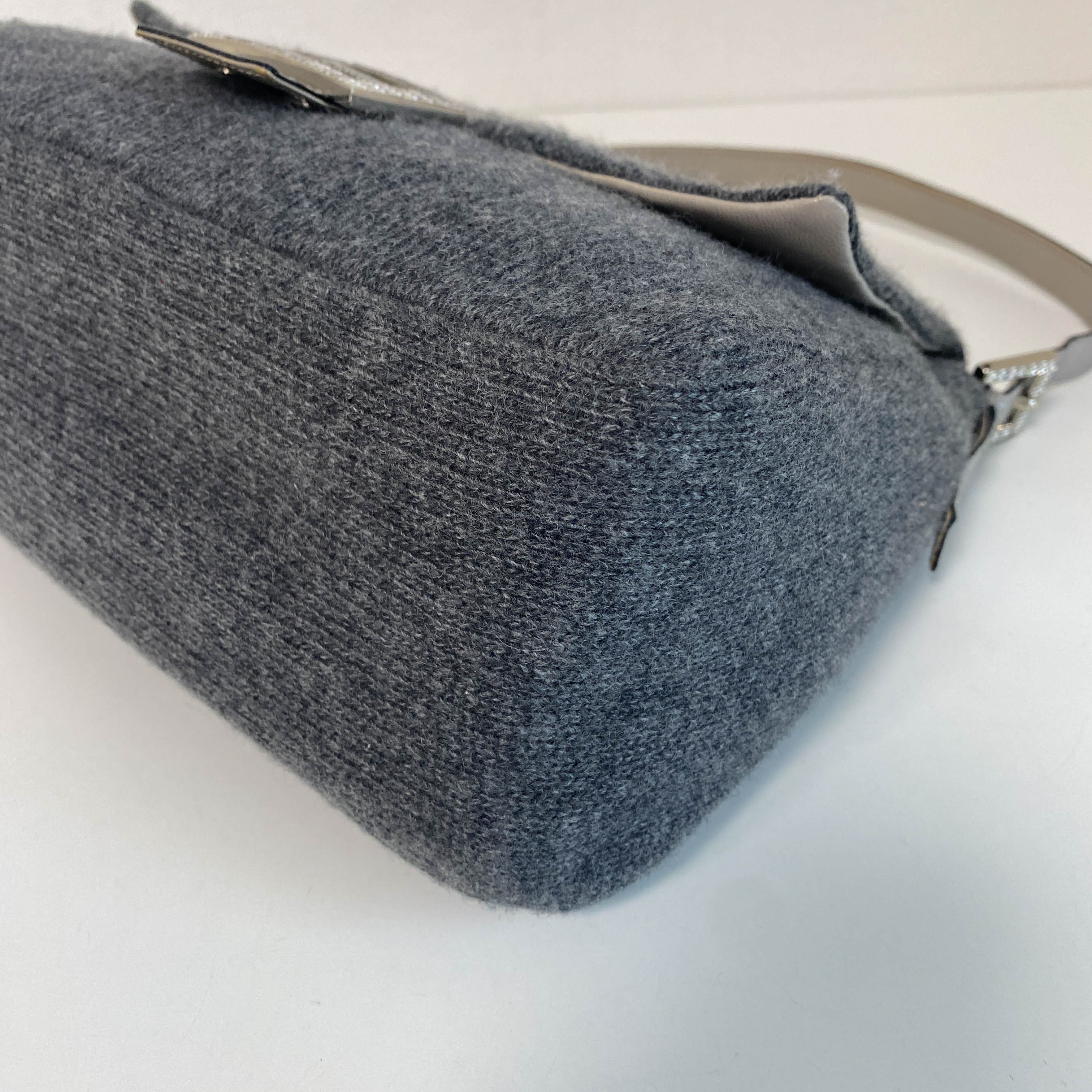 Mamma Baguette Grey Cashmere Shoulder Bag