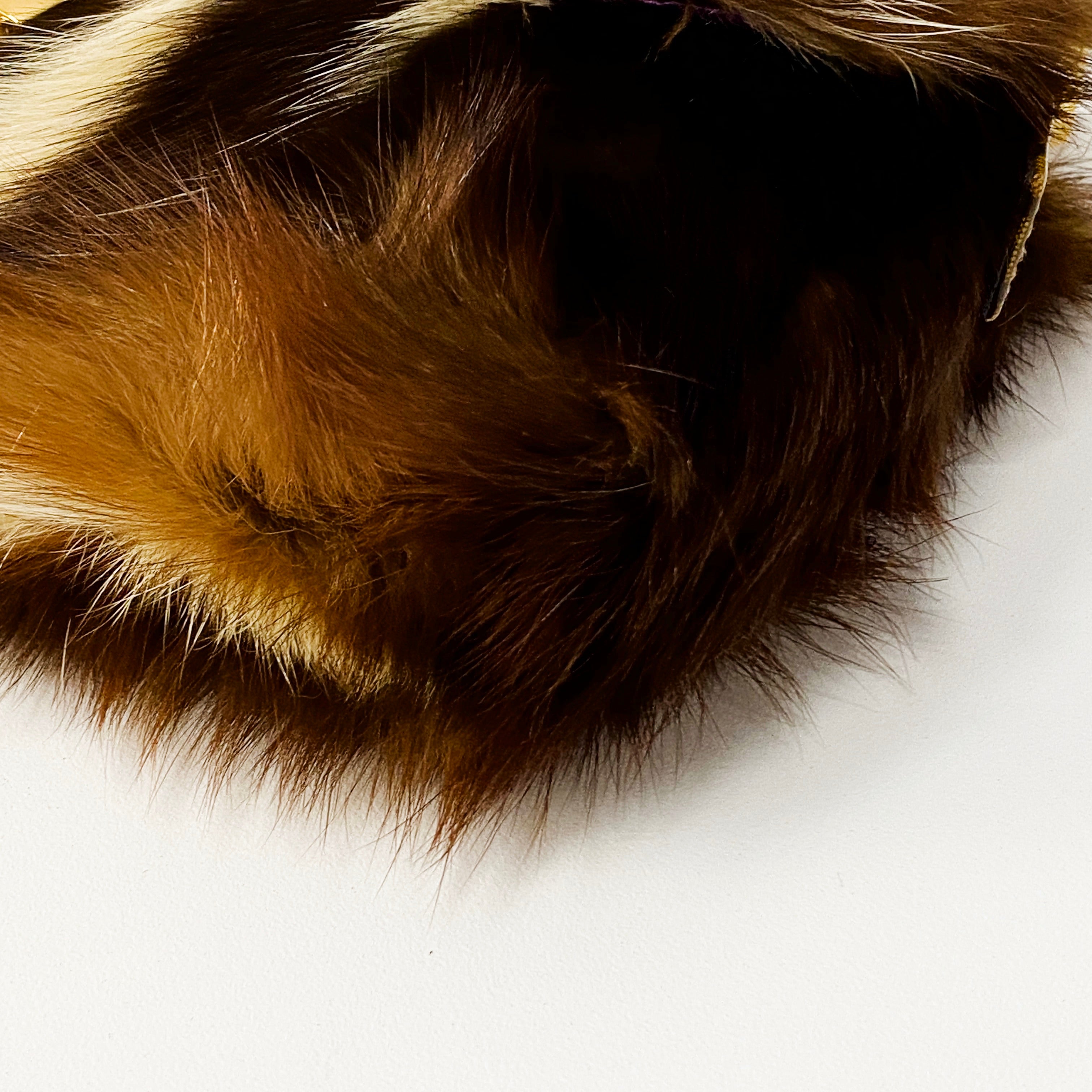 Baguette Zucchino Brown Fur & Coated Canvas Bag