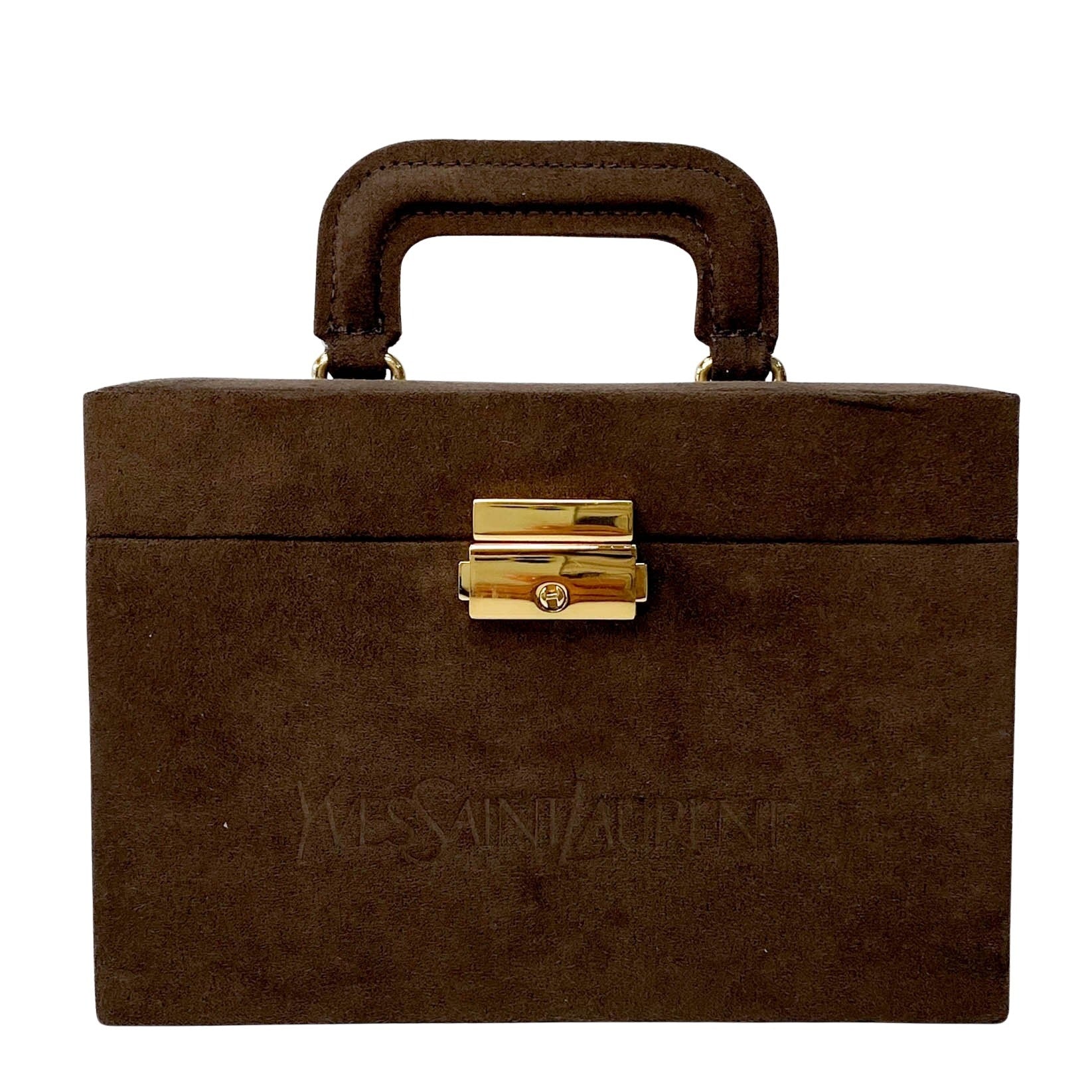 Cosmetics Box Mini Brown Suede Handbag