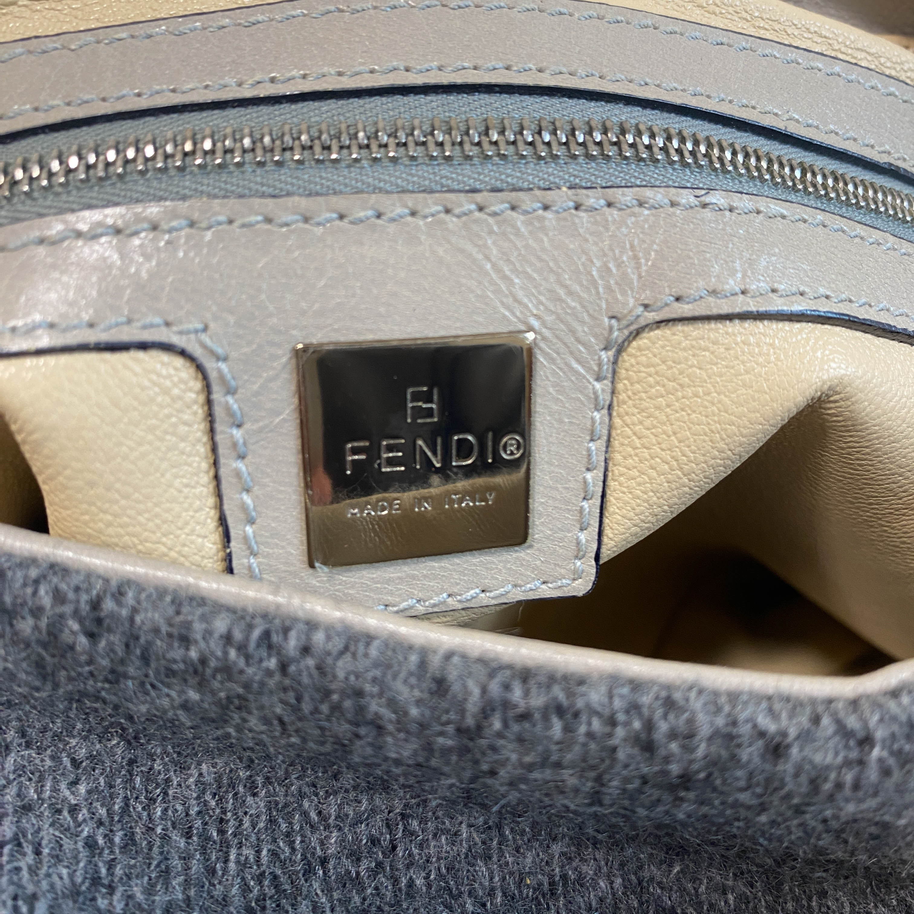 Mamma Baguette Grey Cashmere Shoulder Bag