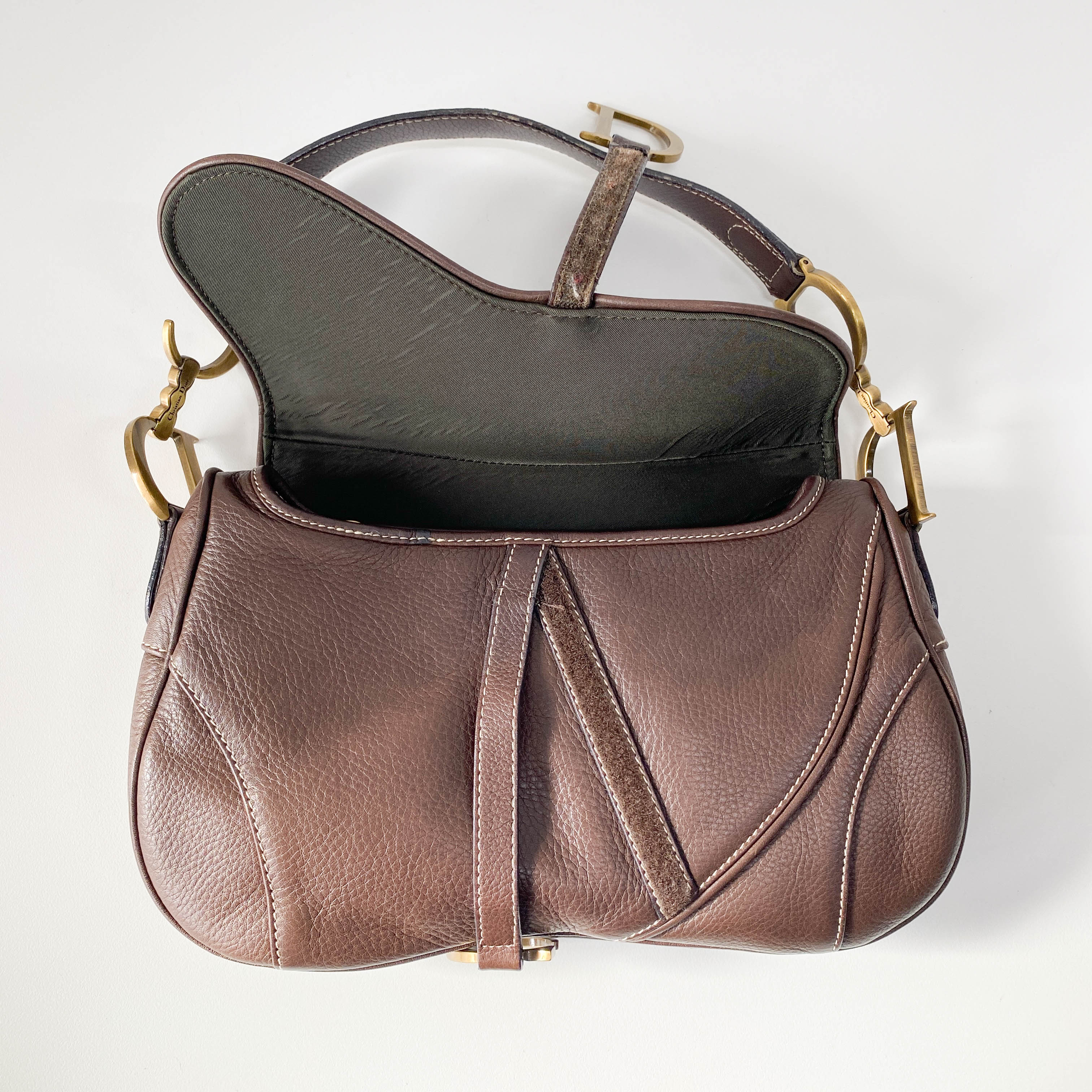 Double Saddle Brown Bag