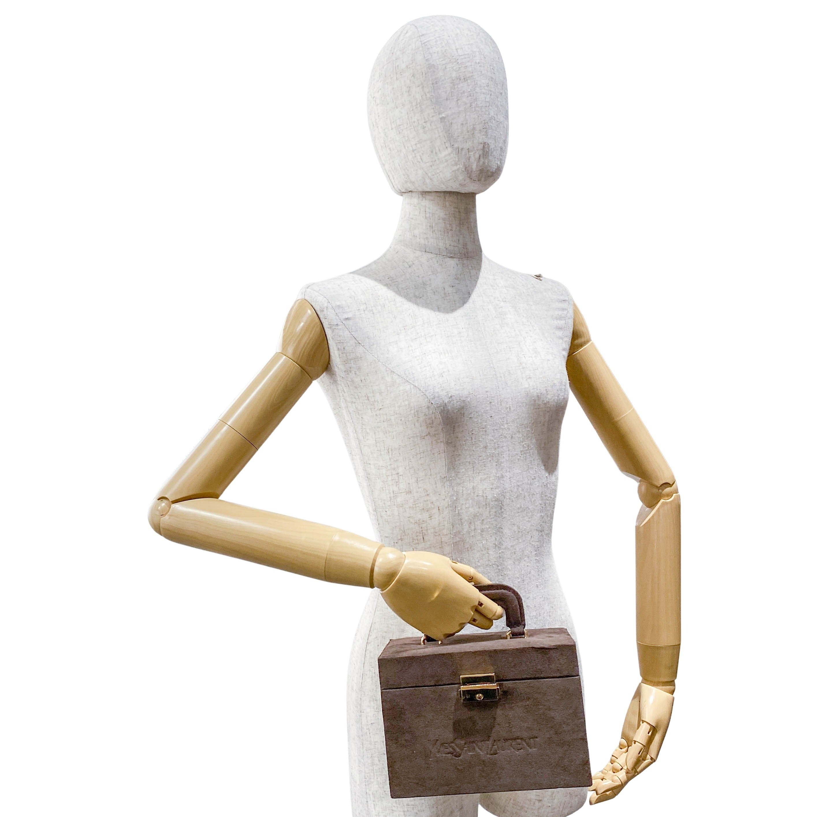 Cosmetics Box Mini Brown Suede Handbag