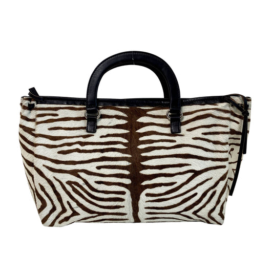 Bow Zebra Pony Hair Top Handle Bag