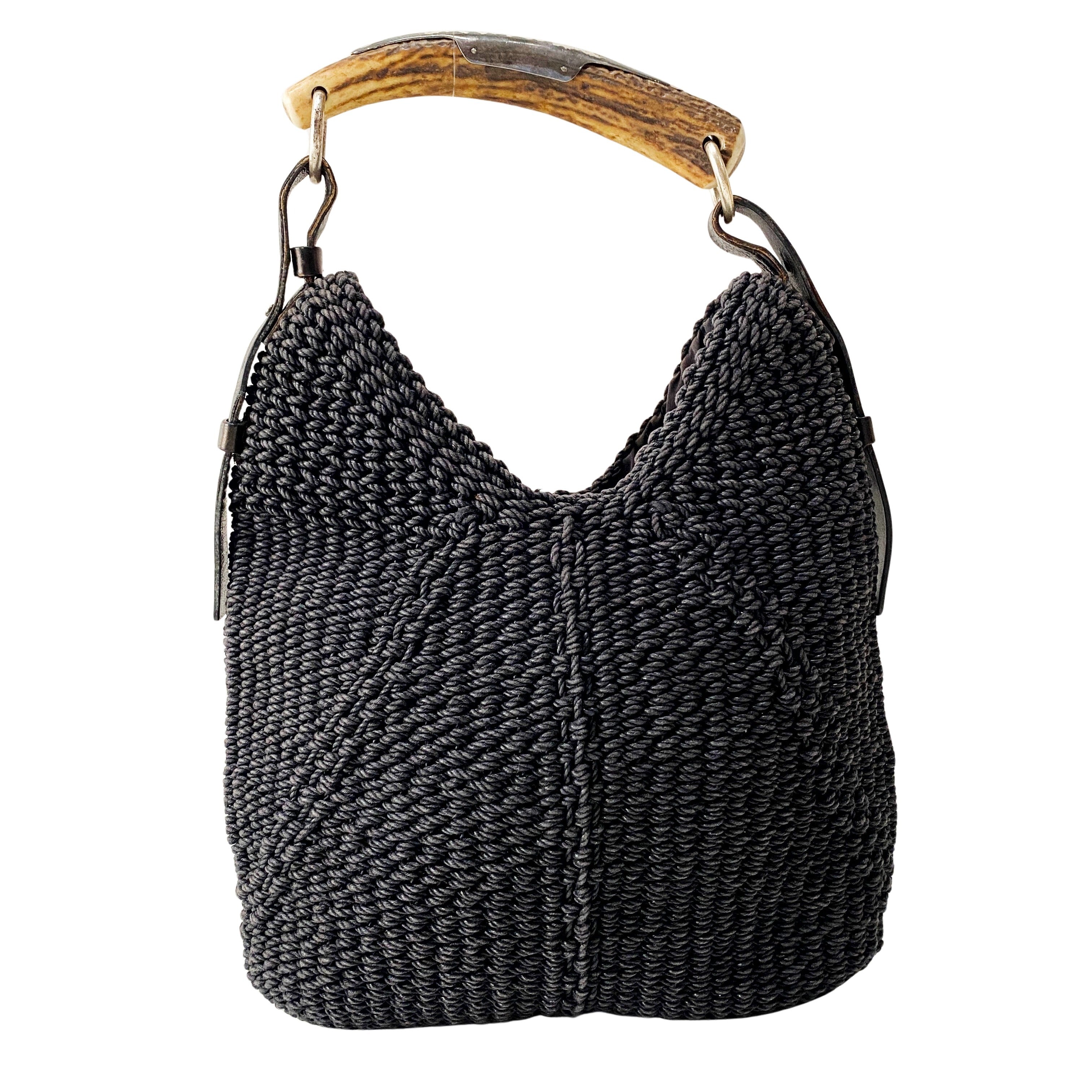 Mombasa Navy Raffia Shoulder Bag