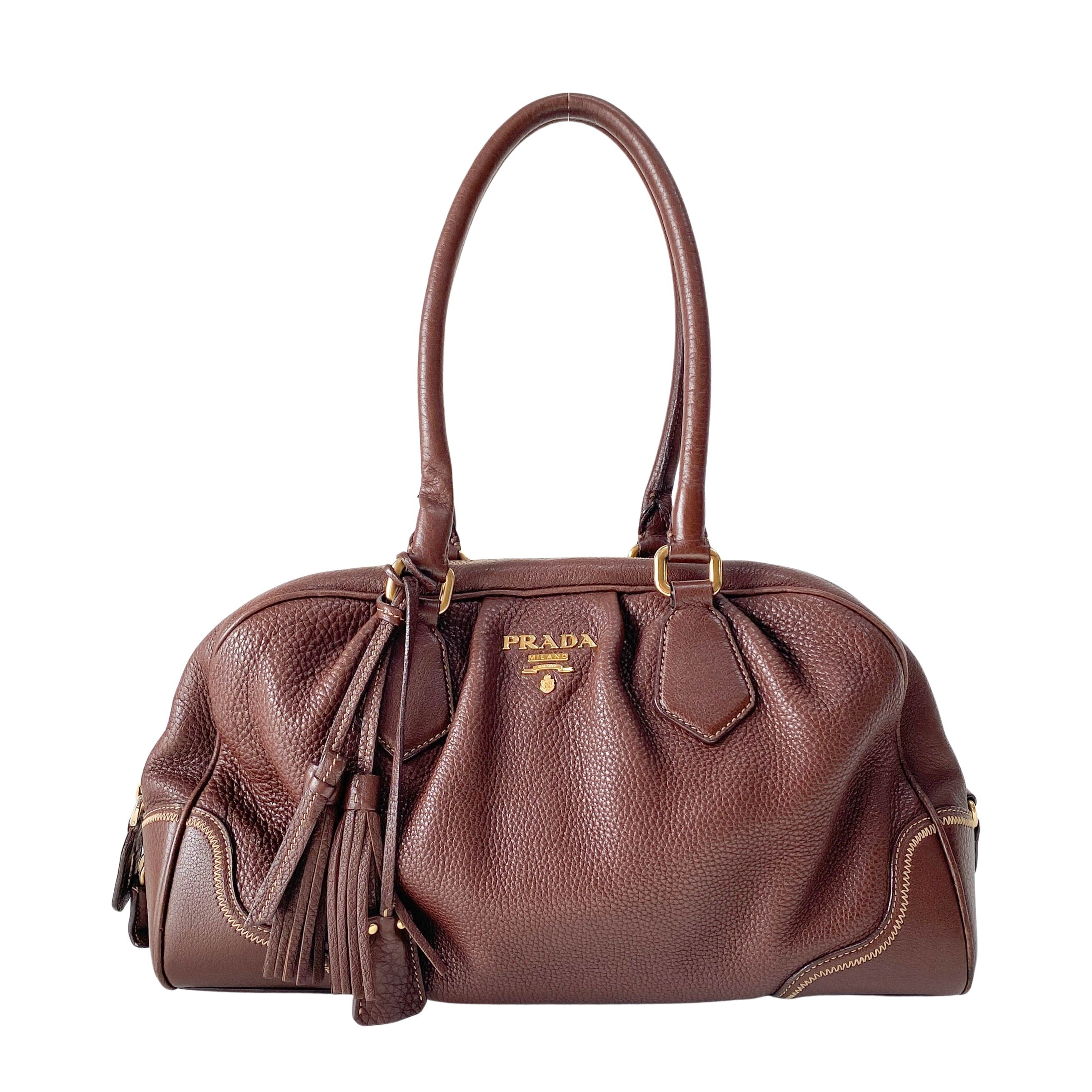 Brown Leather Boston Bag