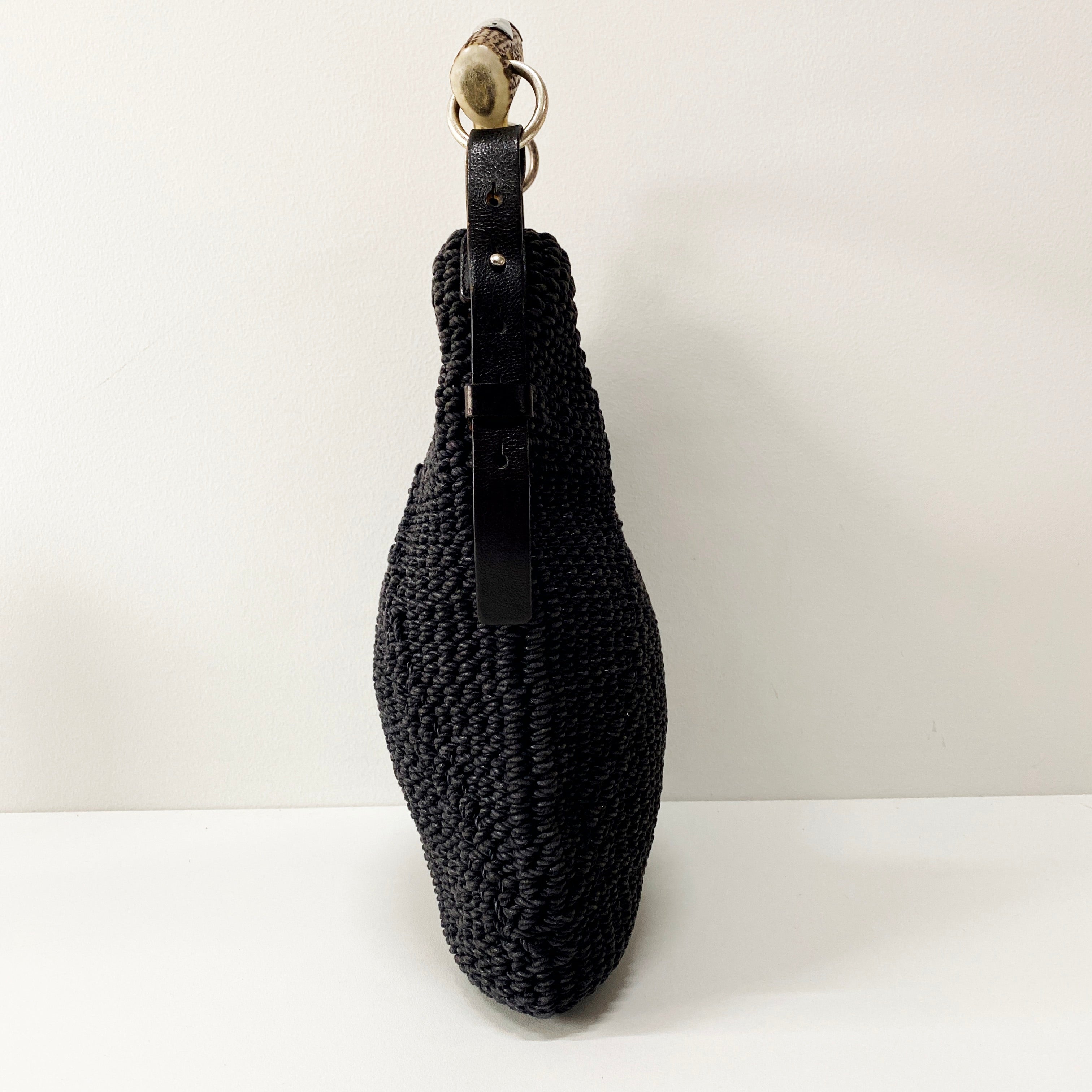 Mombasa Navy Raffia Shoulder Bag