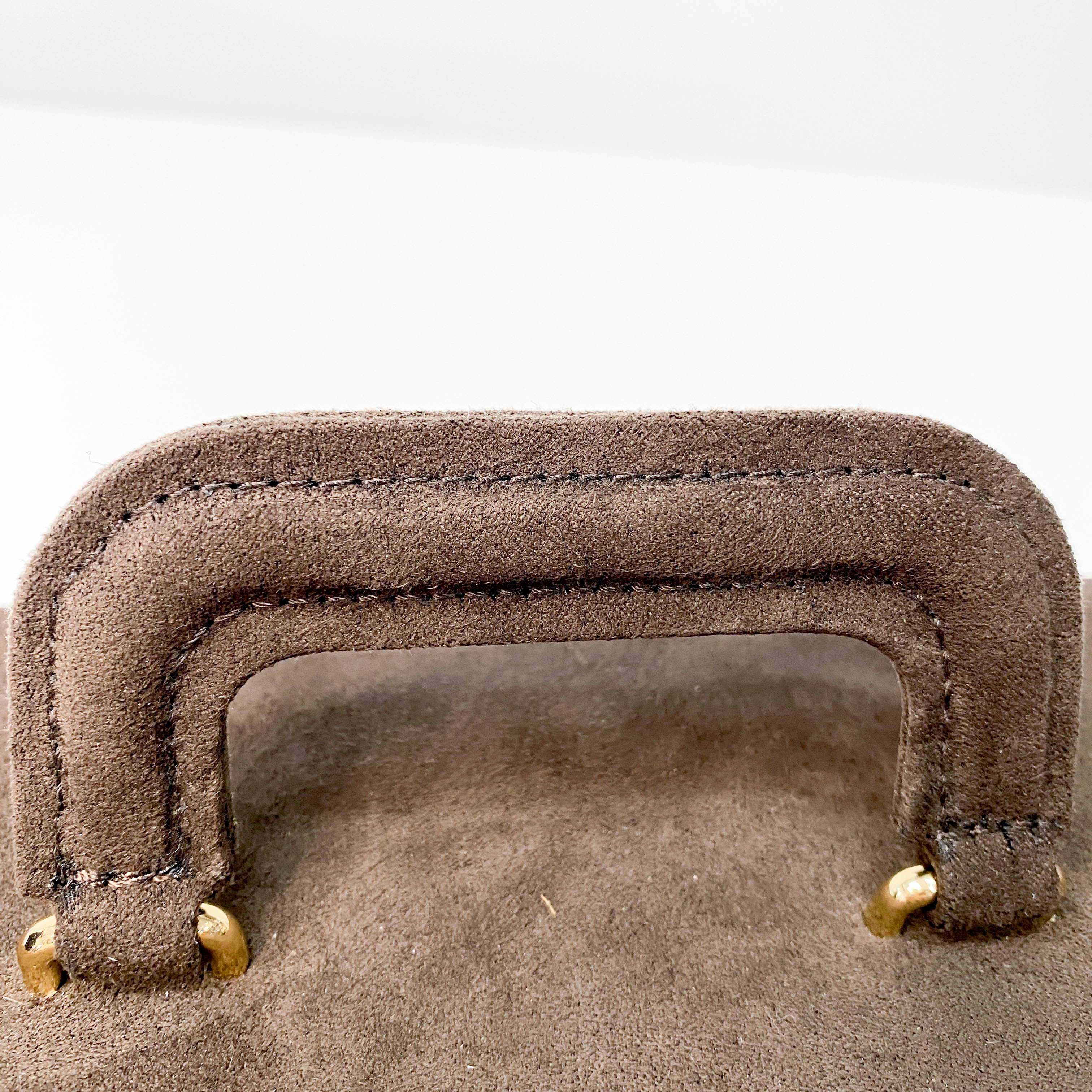 Cosmetics Box Mini Brown Suede Handbag