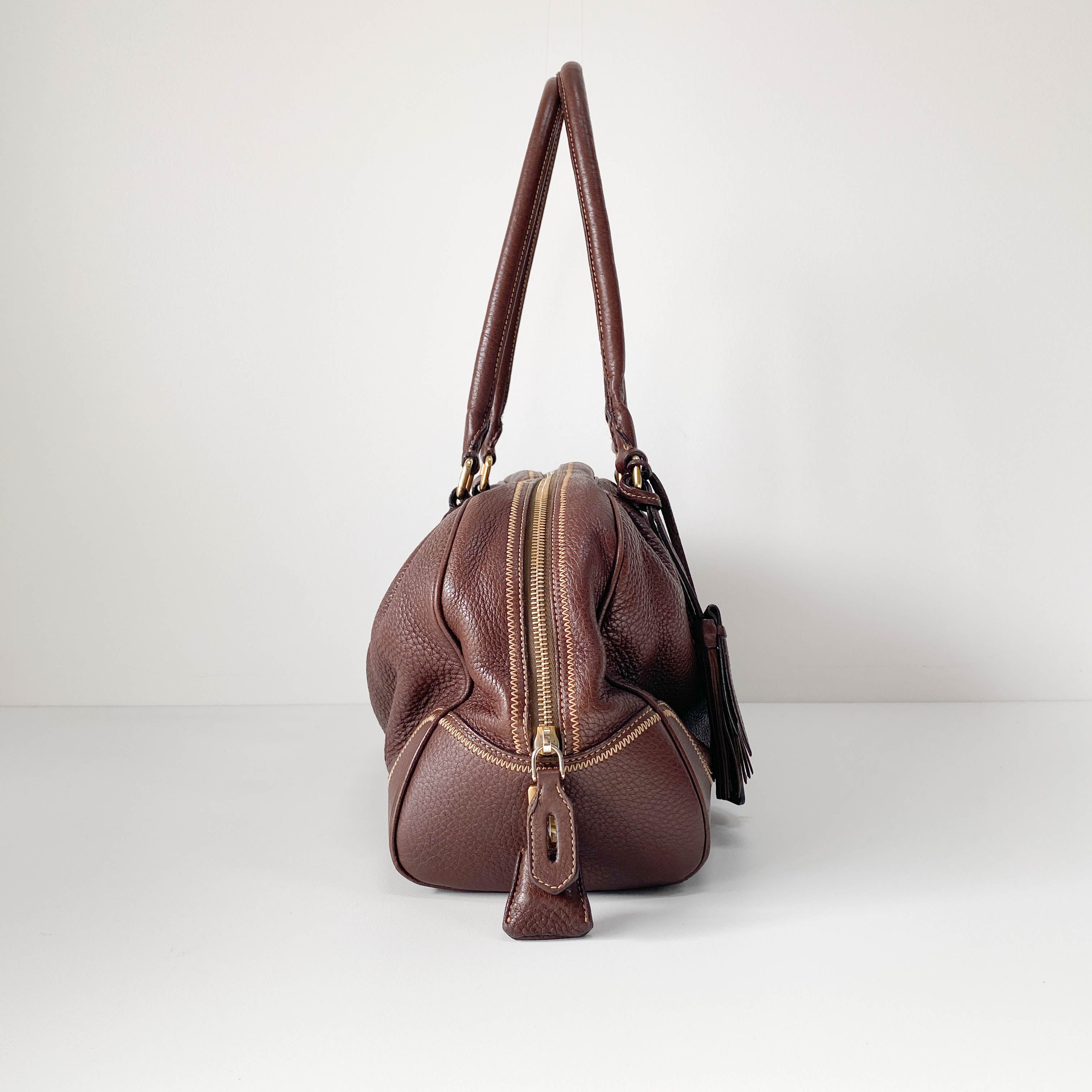 Brown Leather Boston Bag