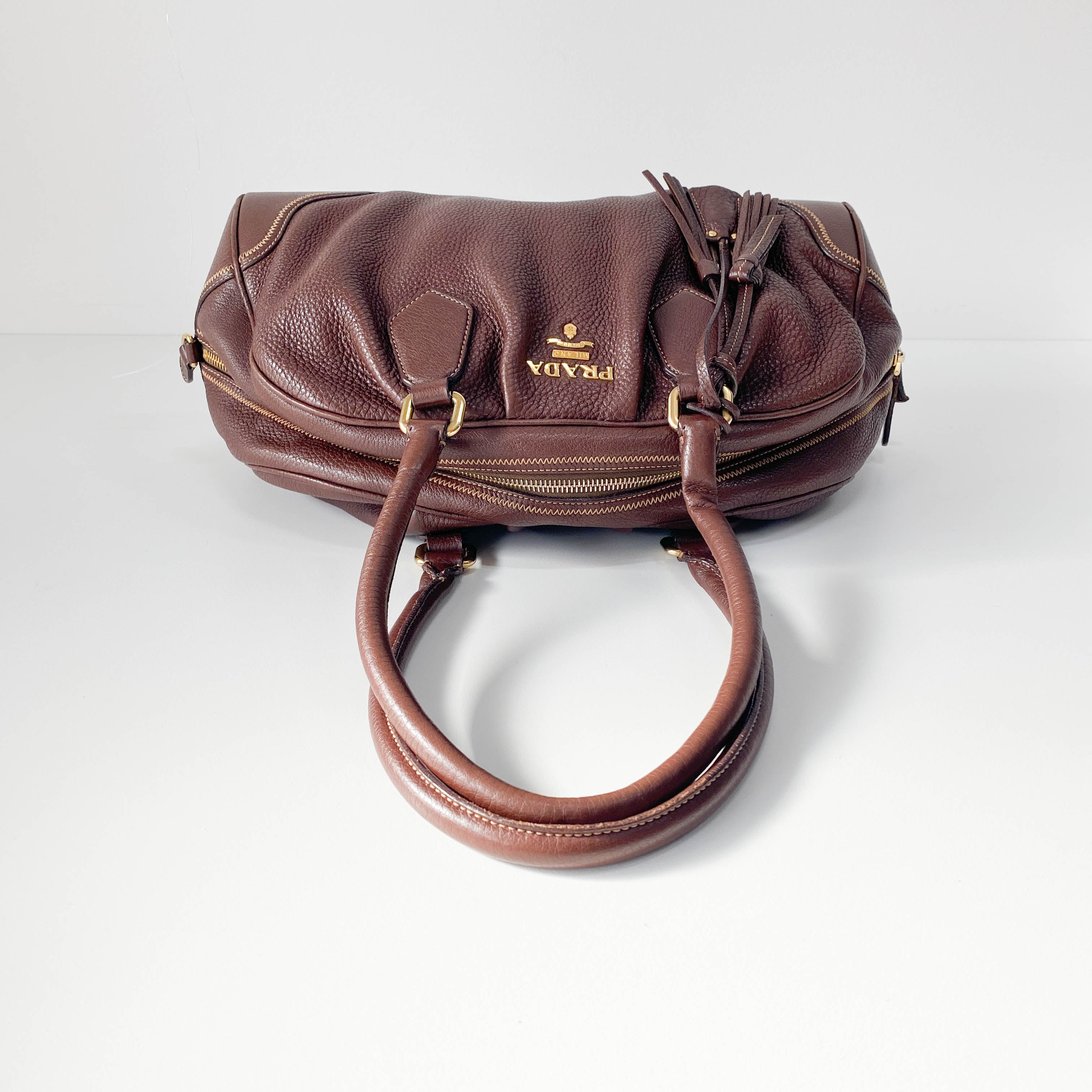 Brown Leather Boston Bag