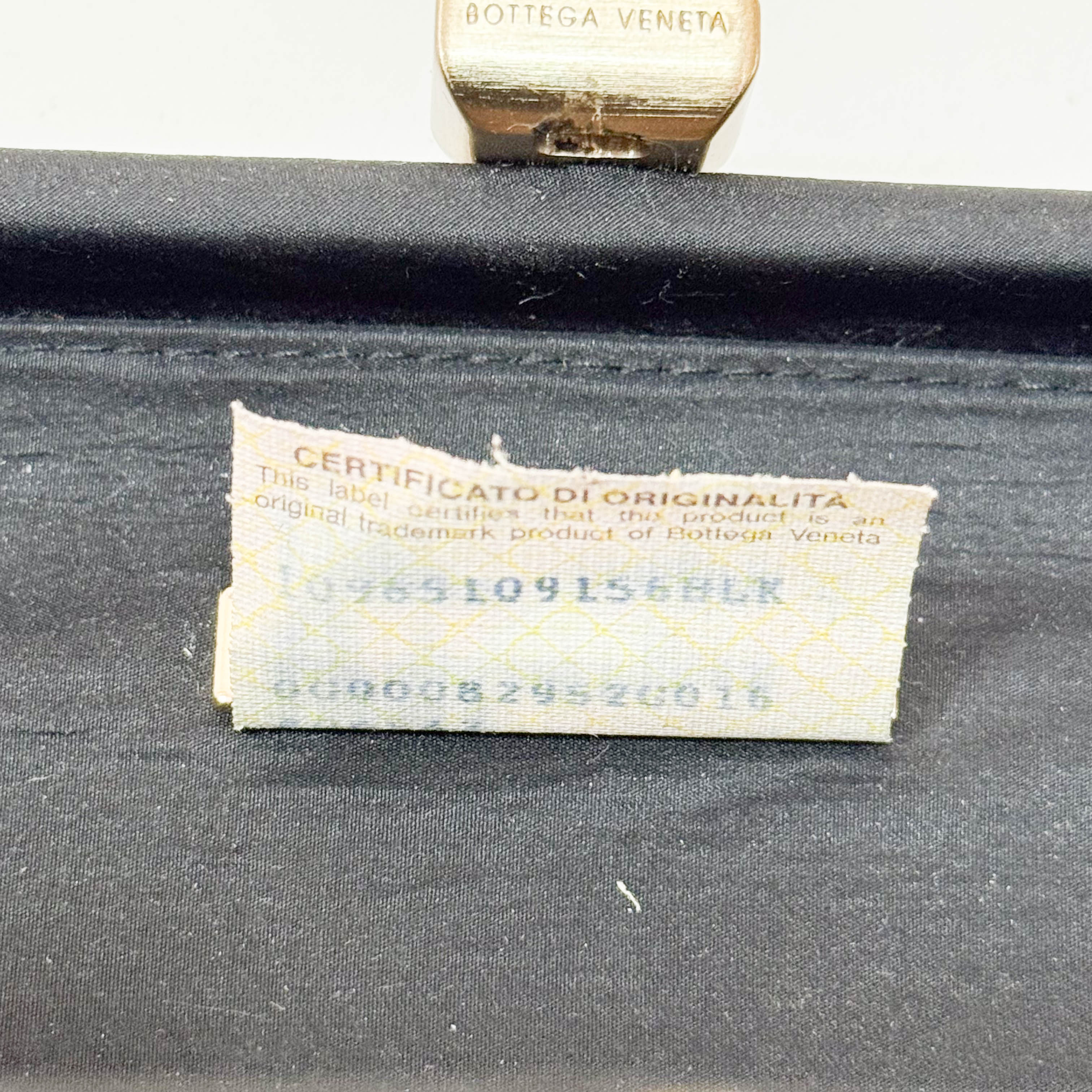 Black Satin Intrecciato Knot Long Clutch with Gold Chain