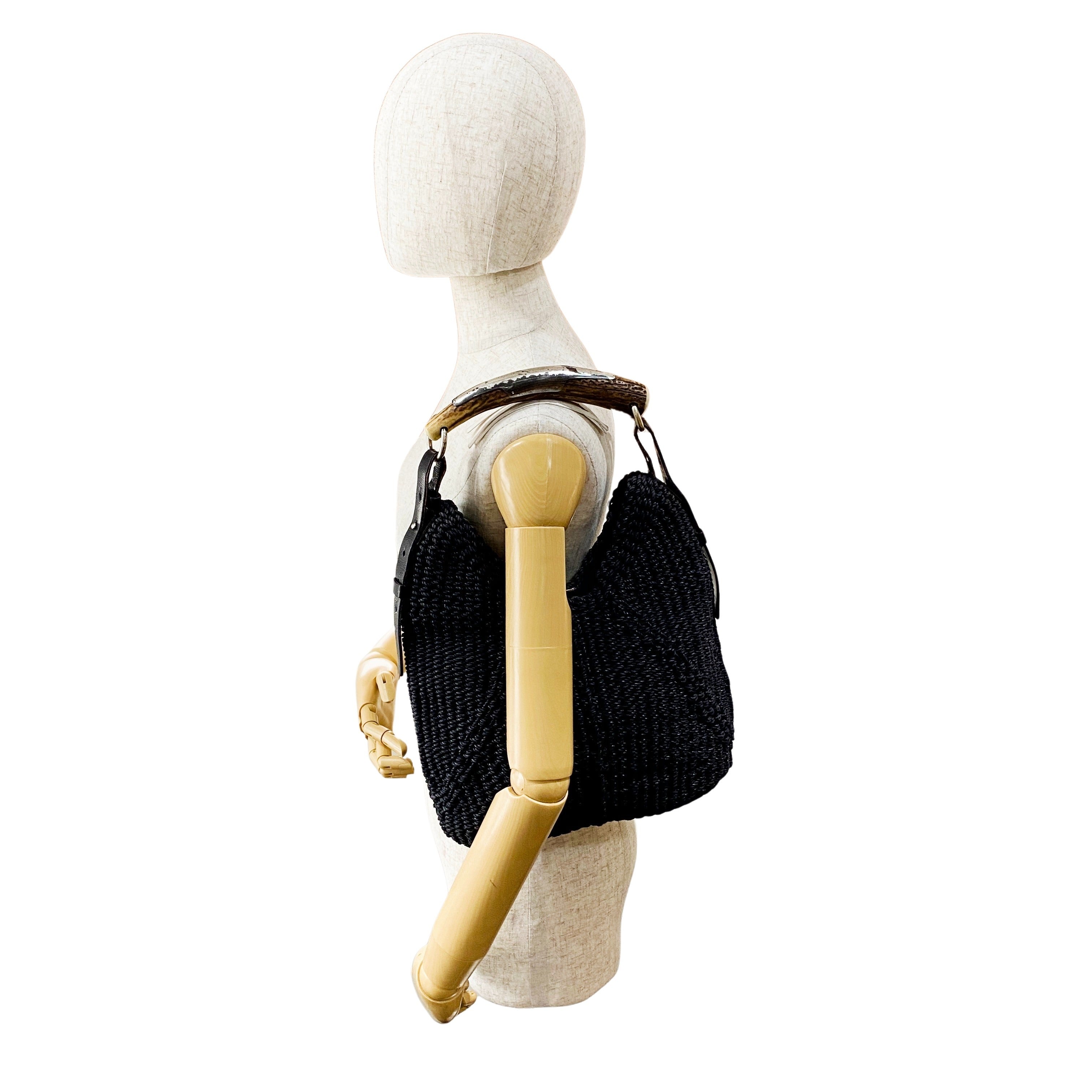 Mombasa Navy Raffia Shoulder Bag