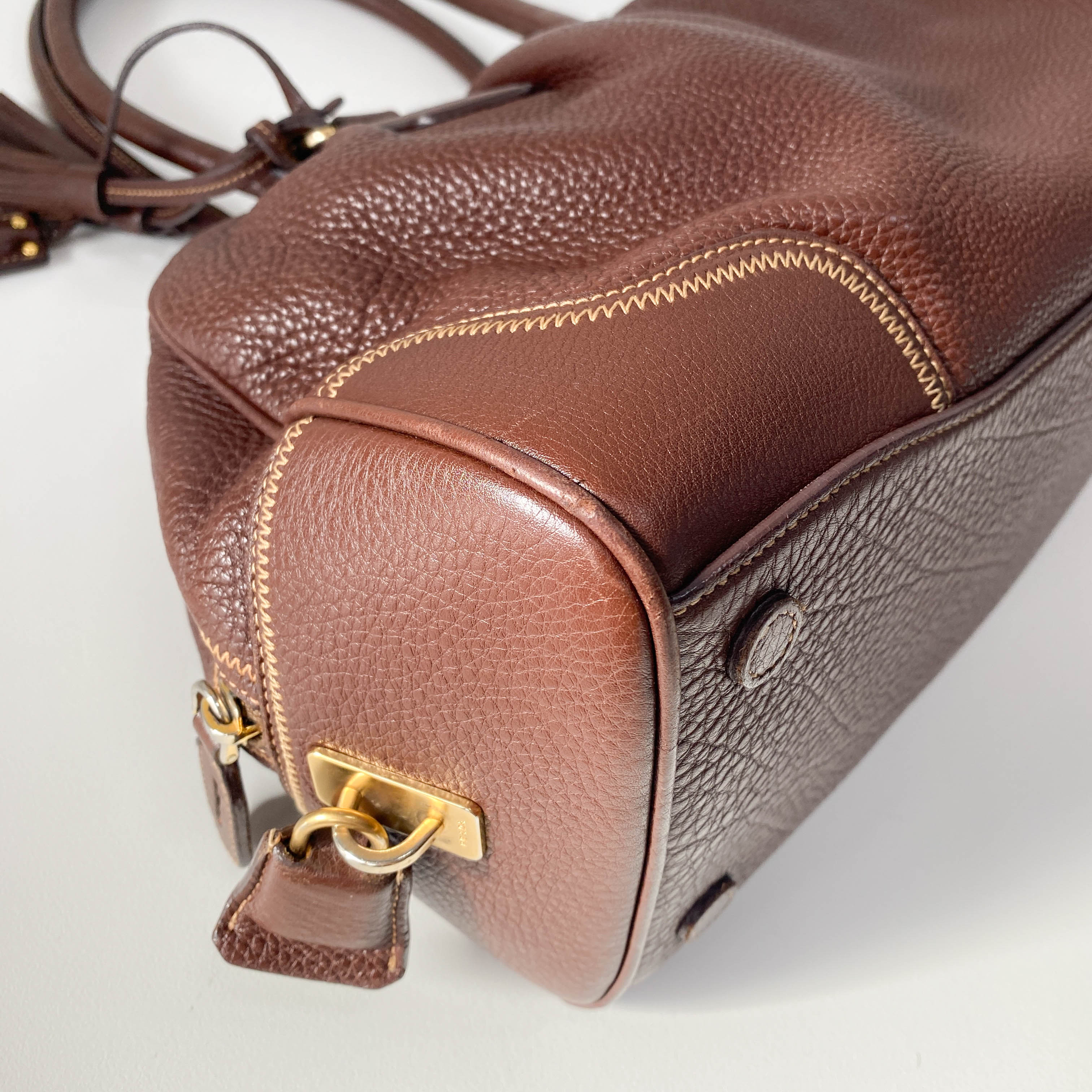 Brown Leather Boston Bag