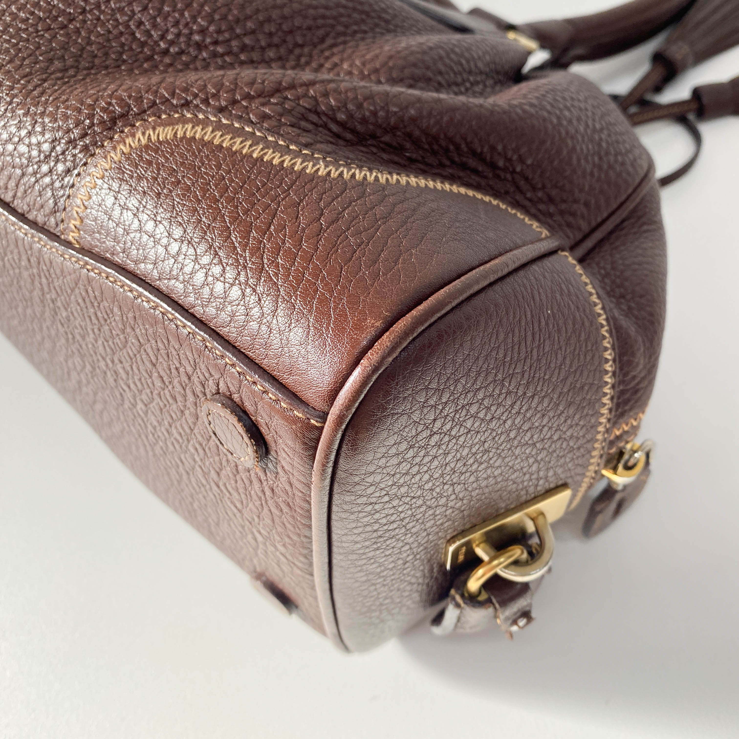 Brown Leather Boston Bag