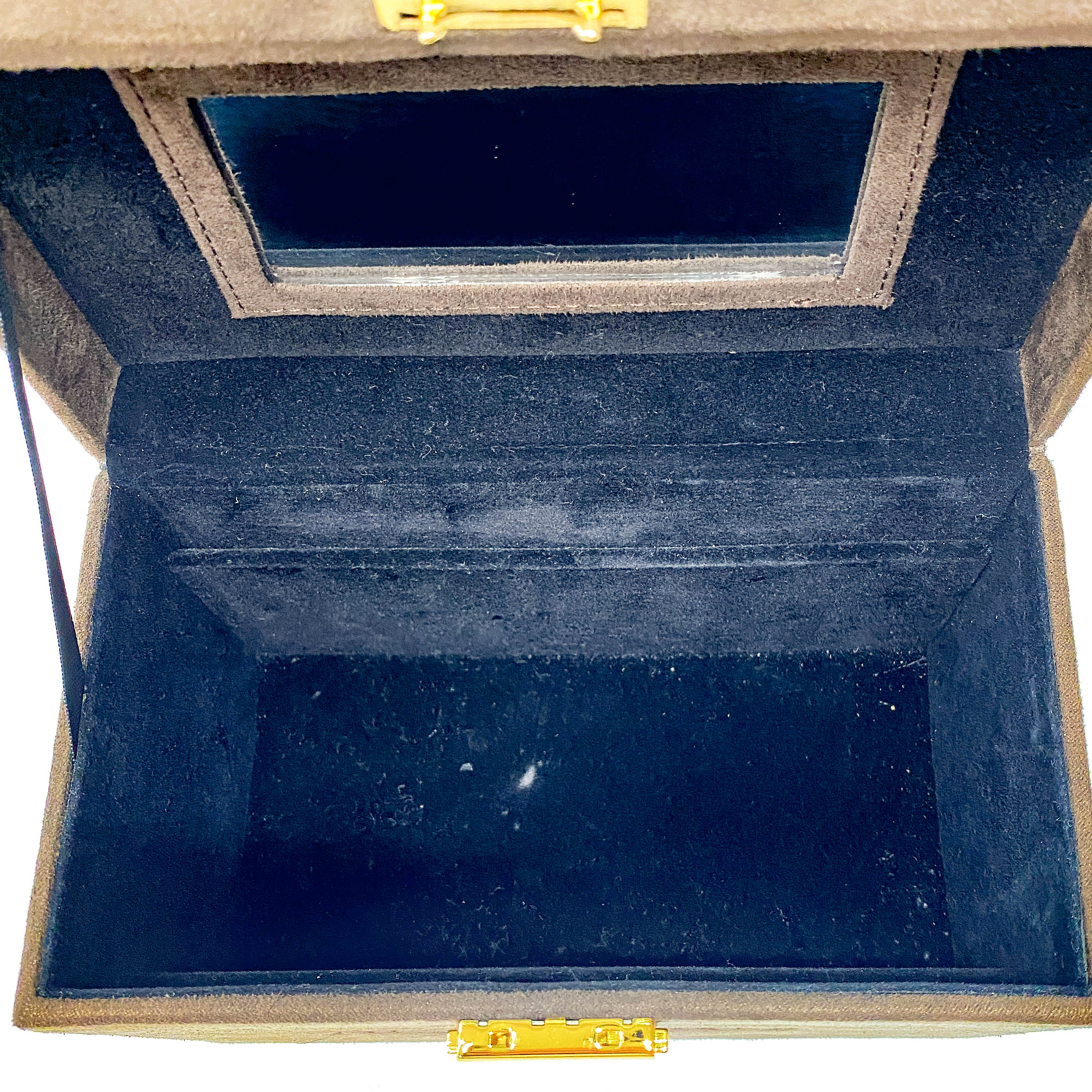 Cosmetics Box Mini Brown Suede Handbag