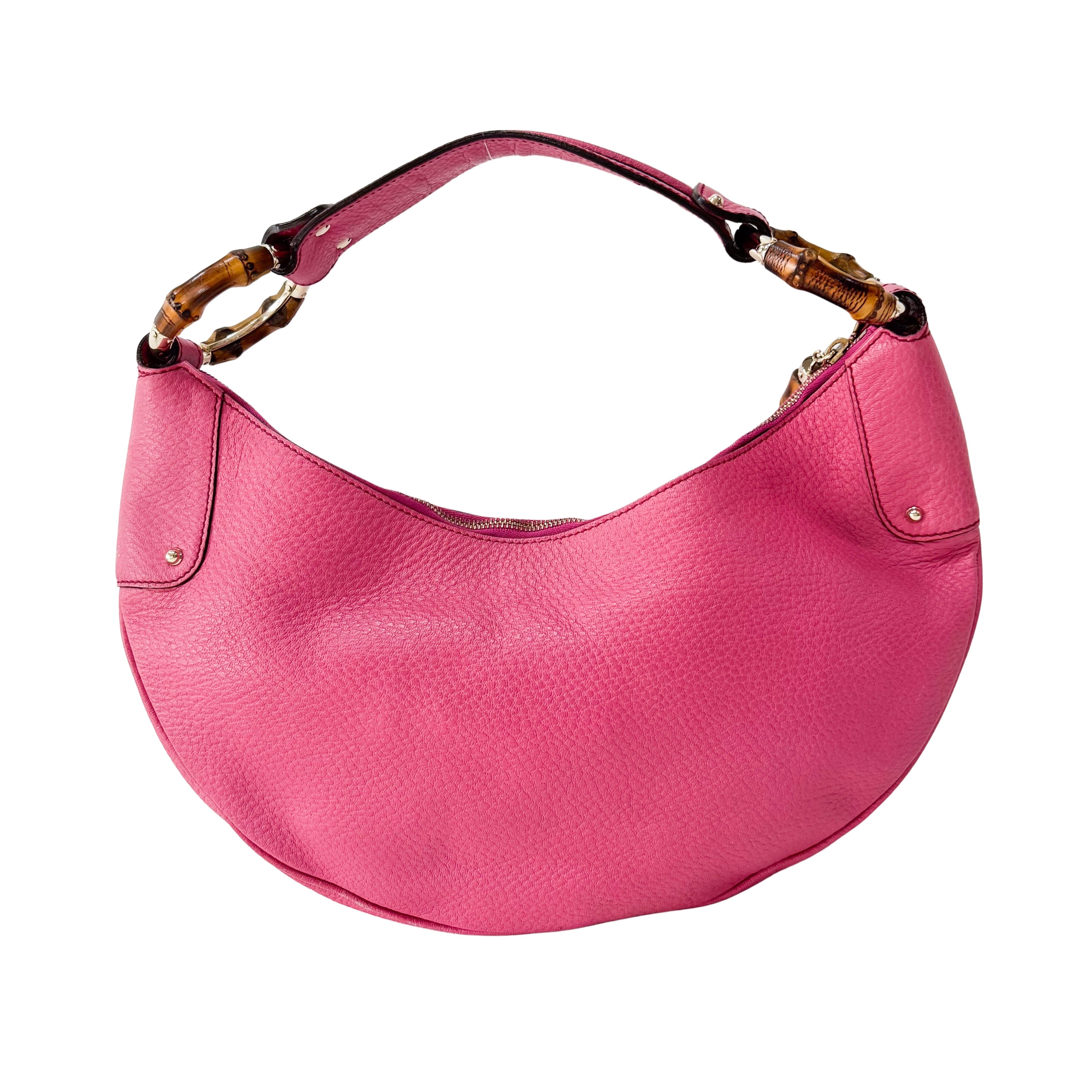 Bamboo Pink Leather Hobo Bag