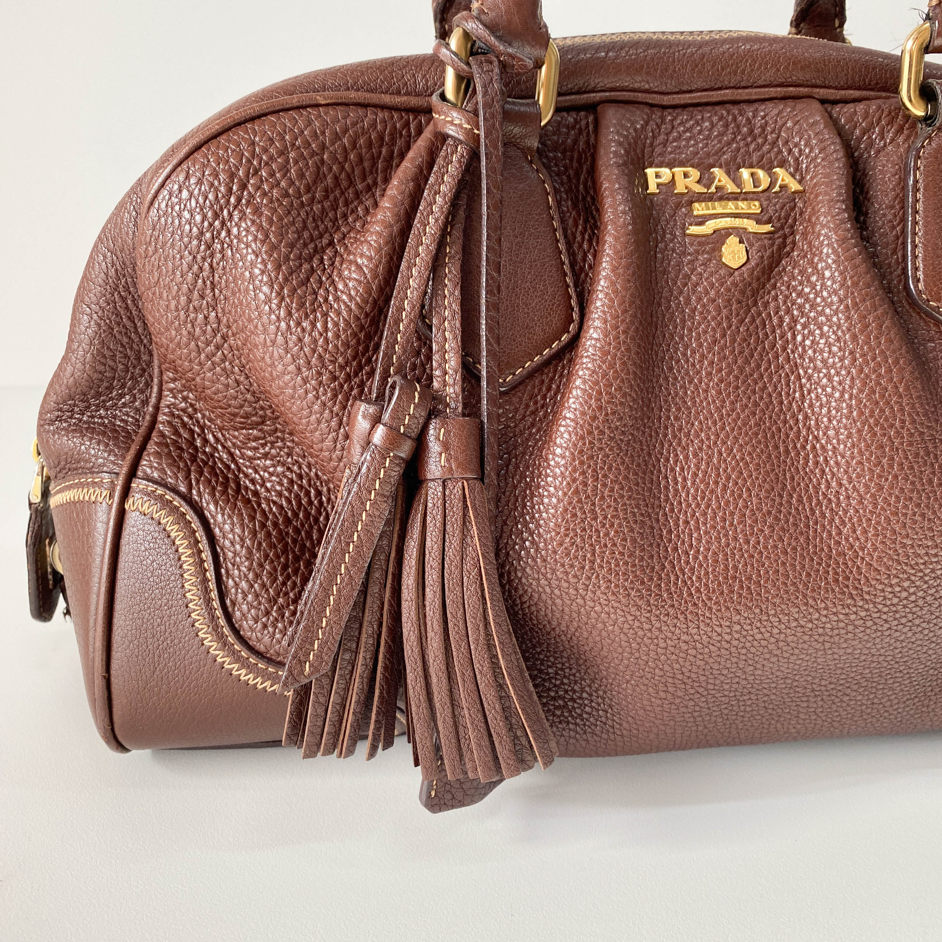 Brown Leather Boston Bag