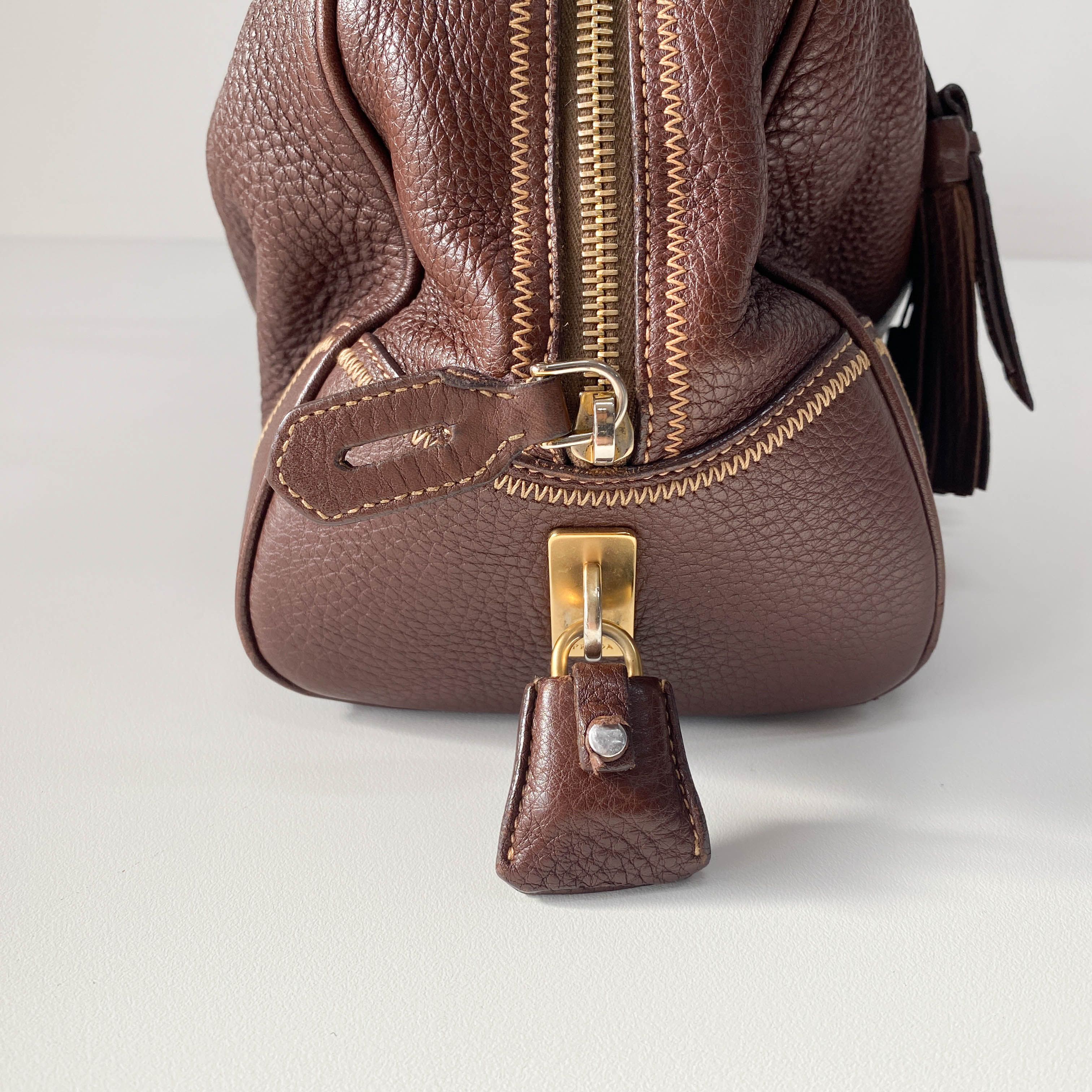 Brown Leather Boston Bag