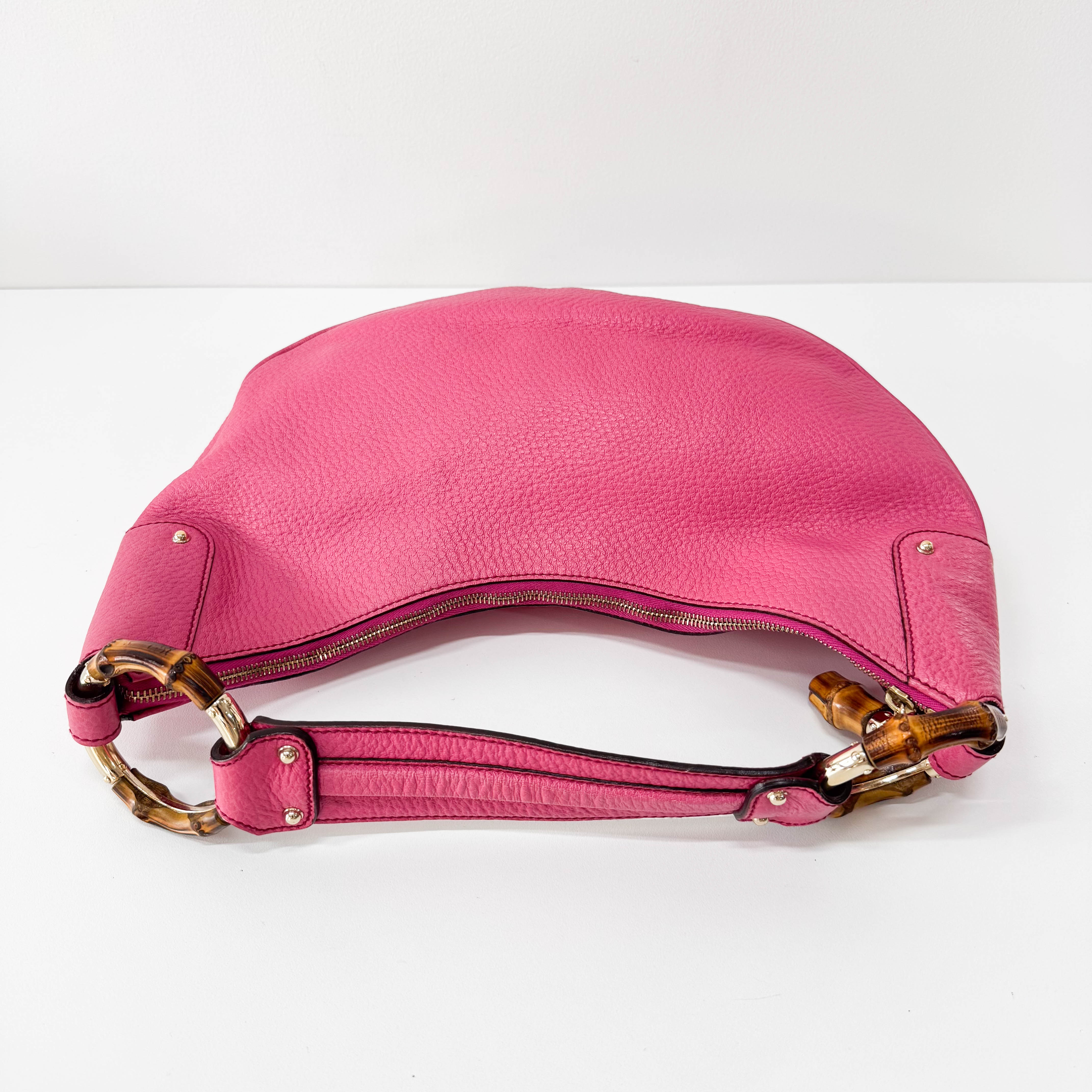 Bamboo Pink Leather Hobo Bag