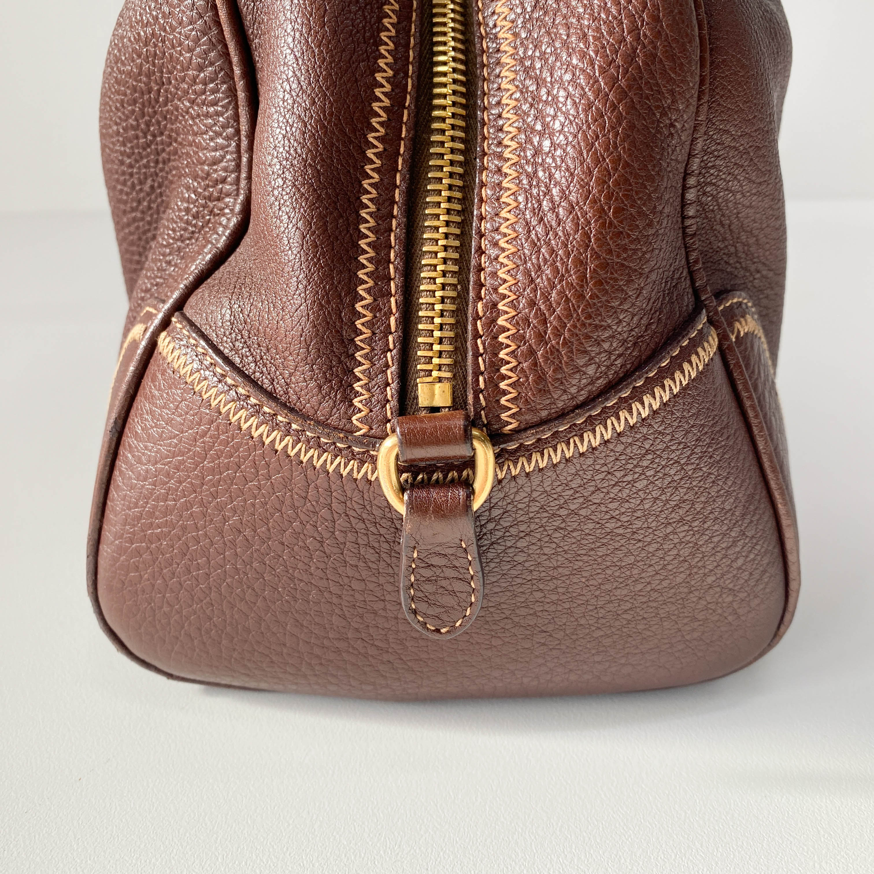 Brown Leather Boston Bag