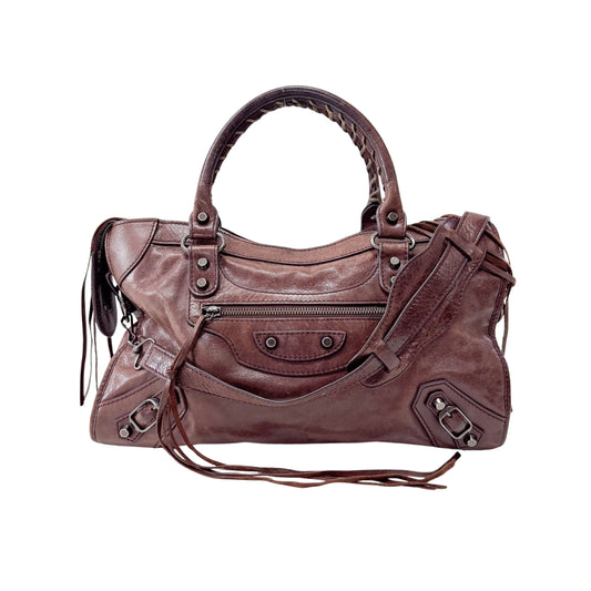 The City Brown  Leather Shoulder Bag