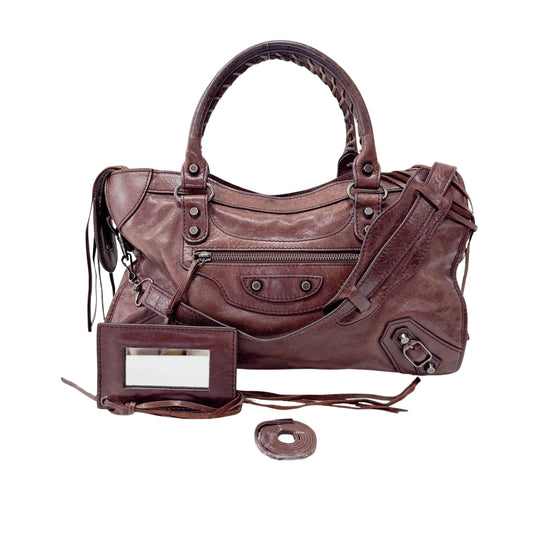 The City Brown  Leather Shoulder Bag