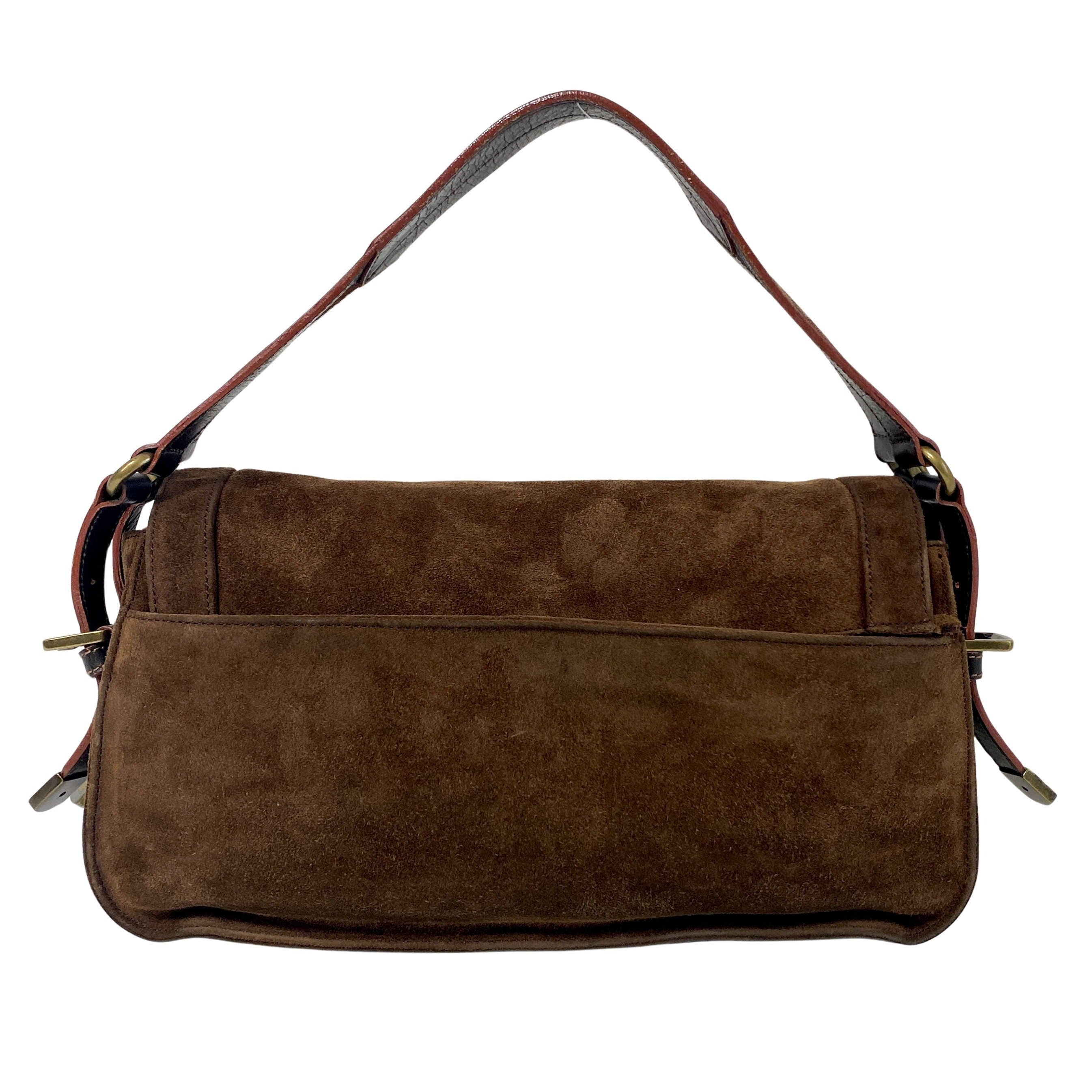 Anagram Brown Suede Shoulder Bag
