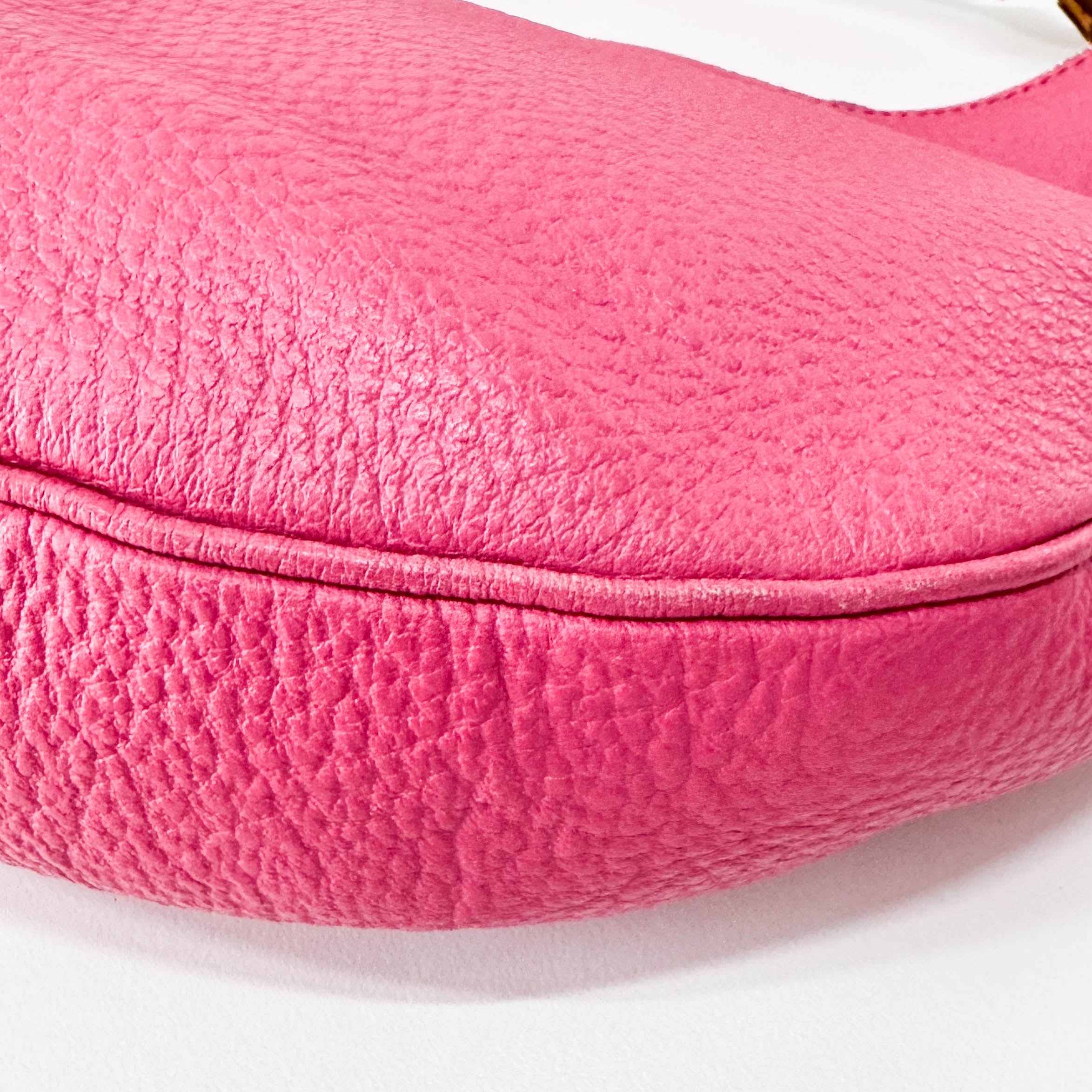 Bamboo Pink Leather Hobo Bag