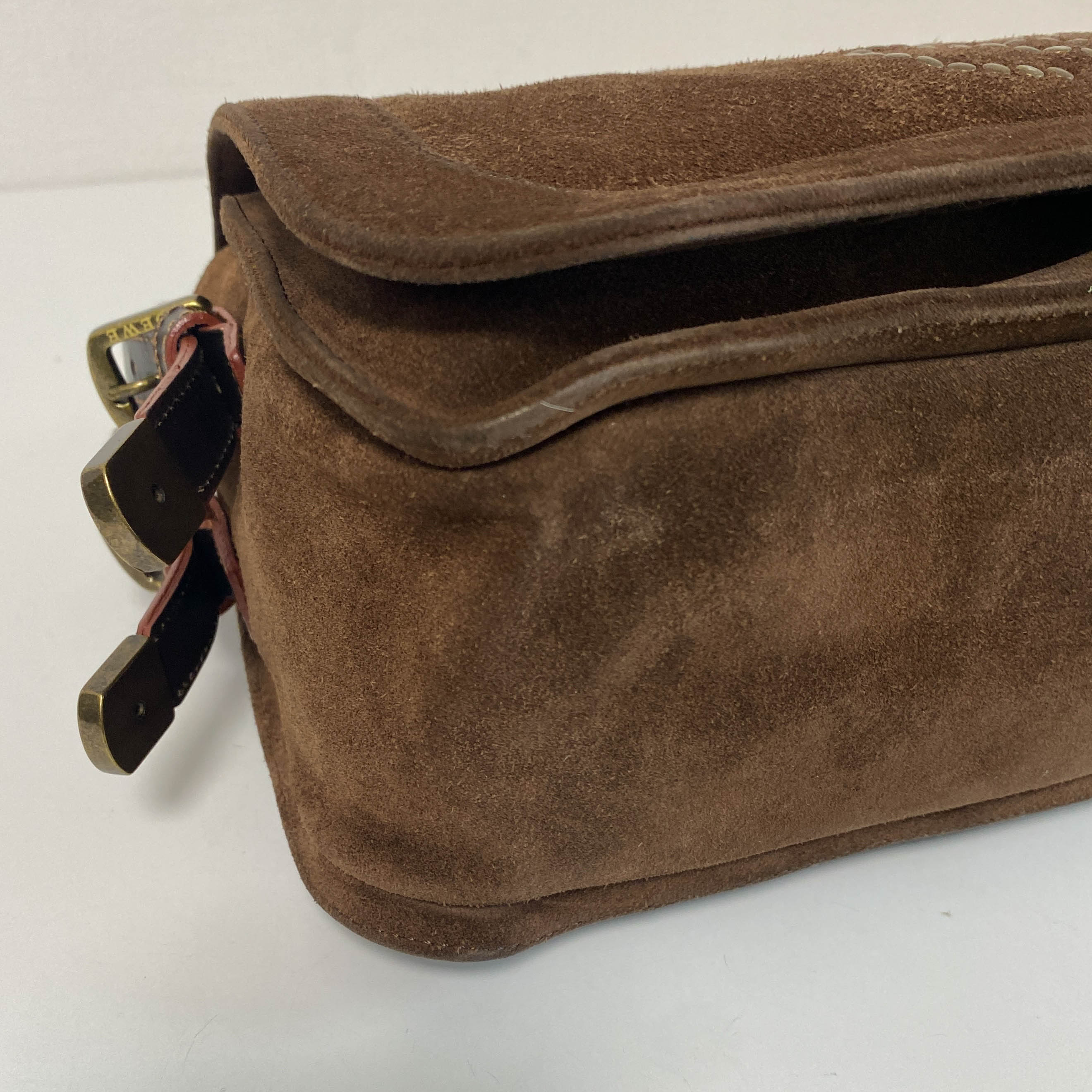 Anagram Brown Suede Shoulder Bag