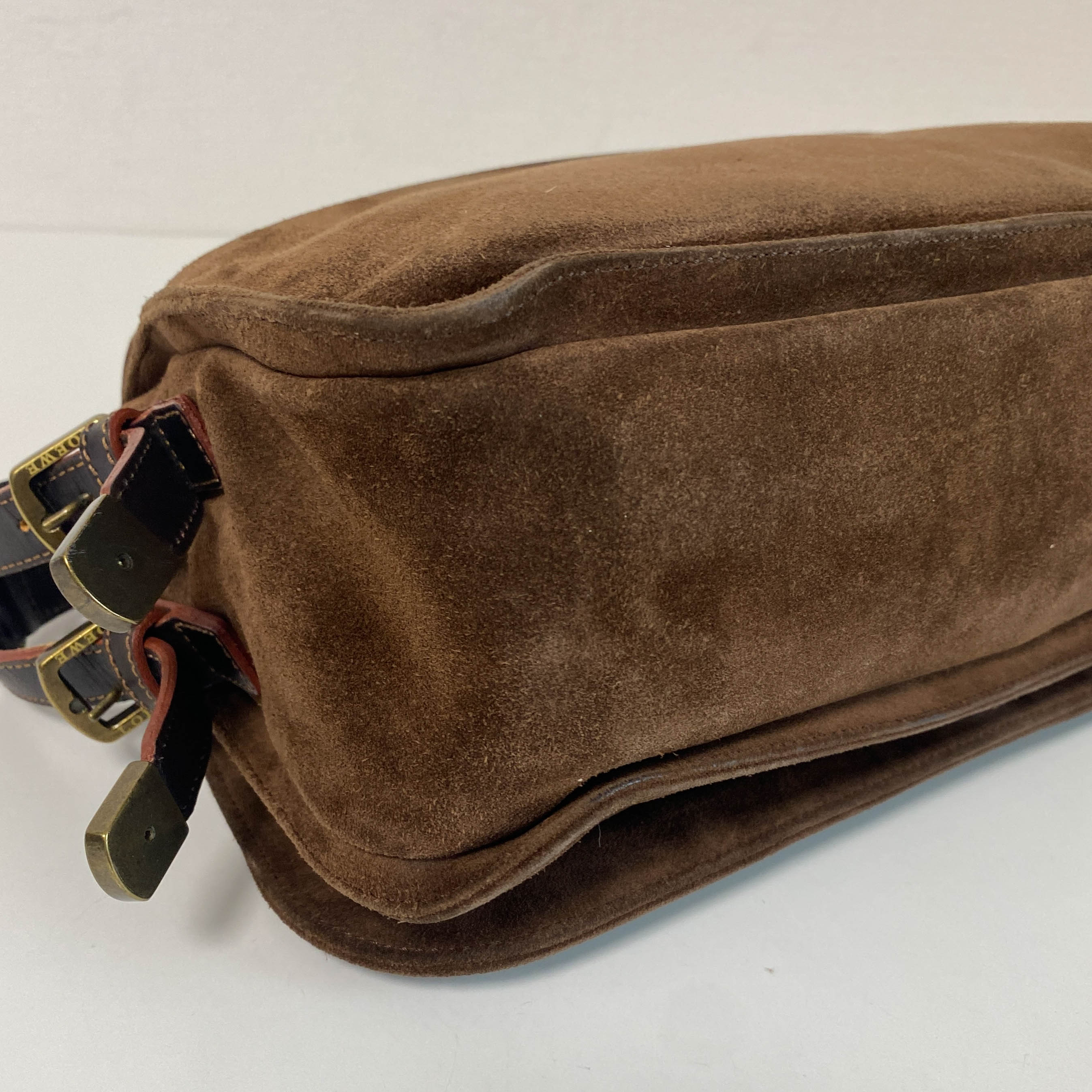 Anagram Brown Suede Shoulder Bag