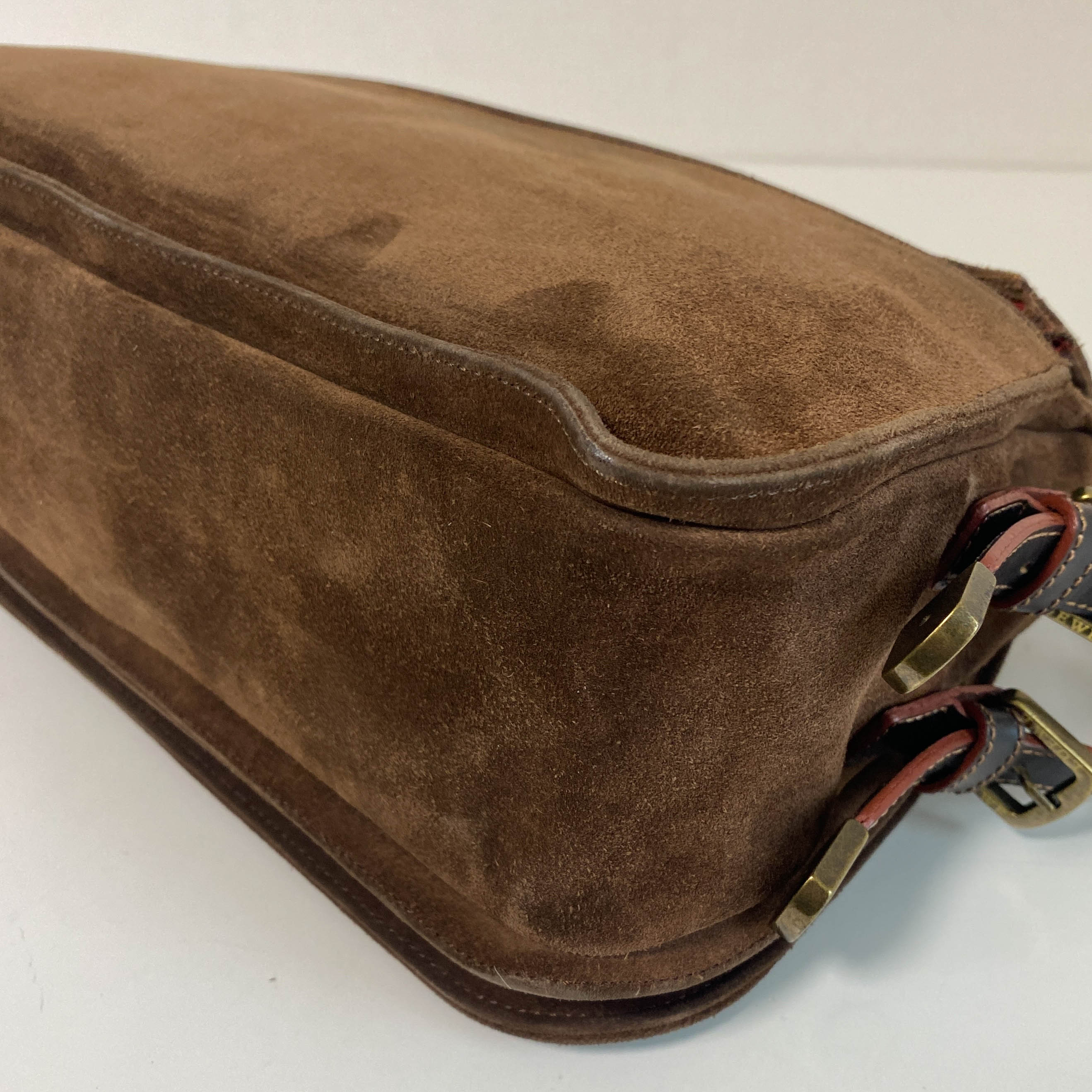 Anagram Brown Suede Shoulder Bag