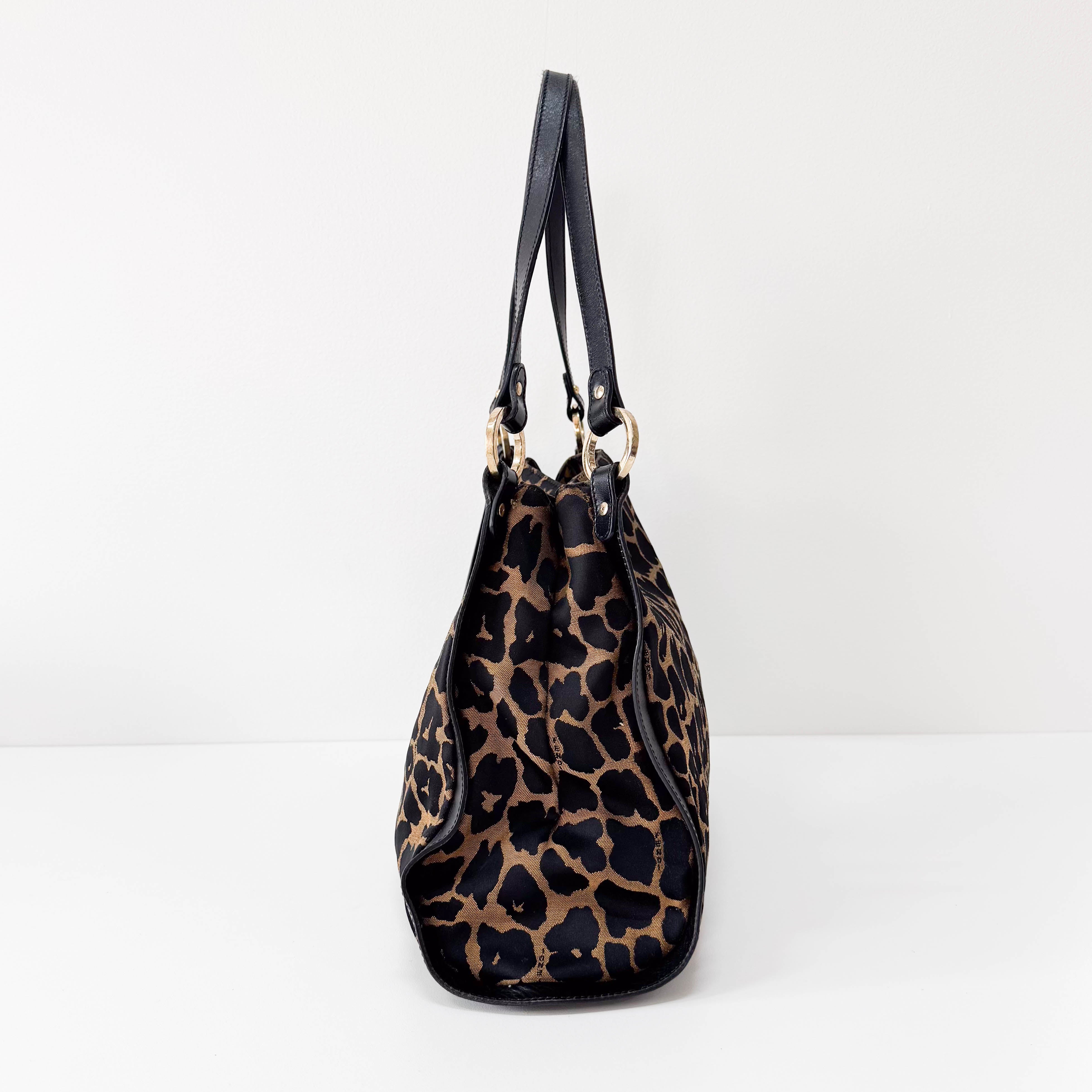 Leopard Print Canvas Shoulder Bag