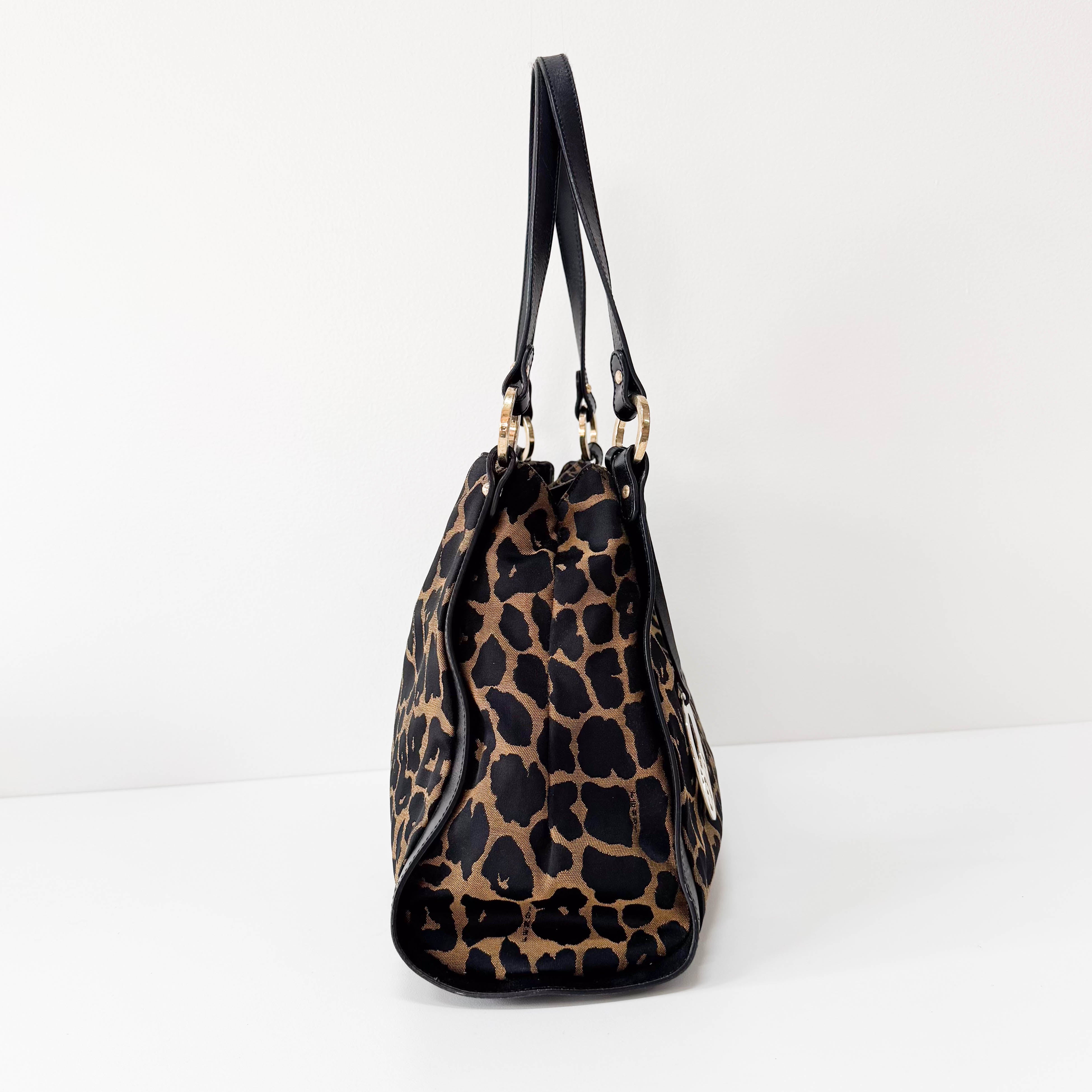 Leopard Print Canvas Shoulder Bag