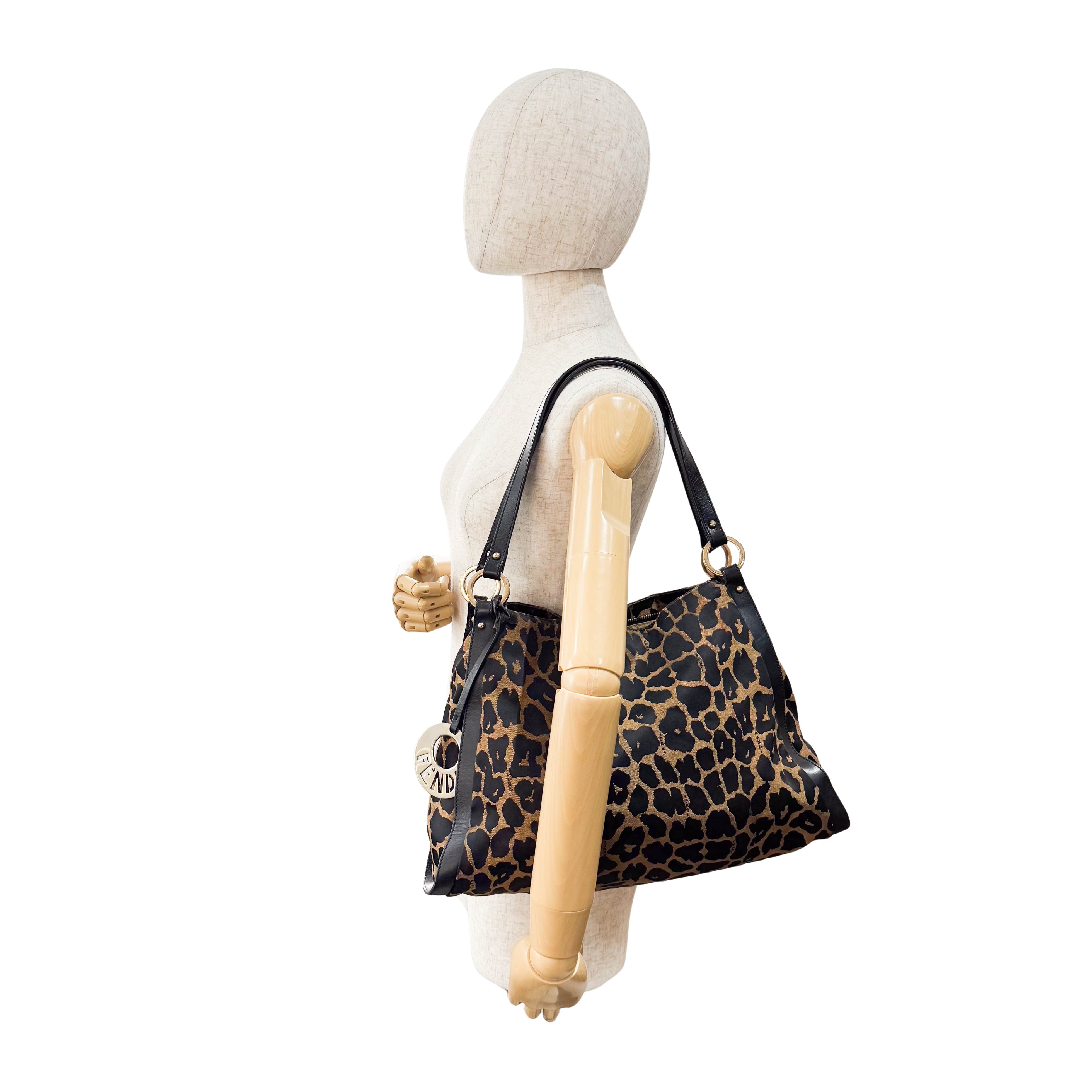 Leopard Print Canvas Shoulder Bag