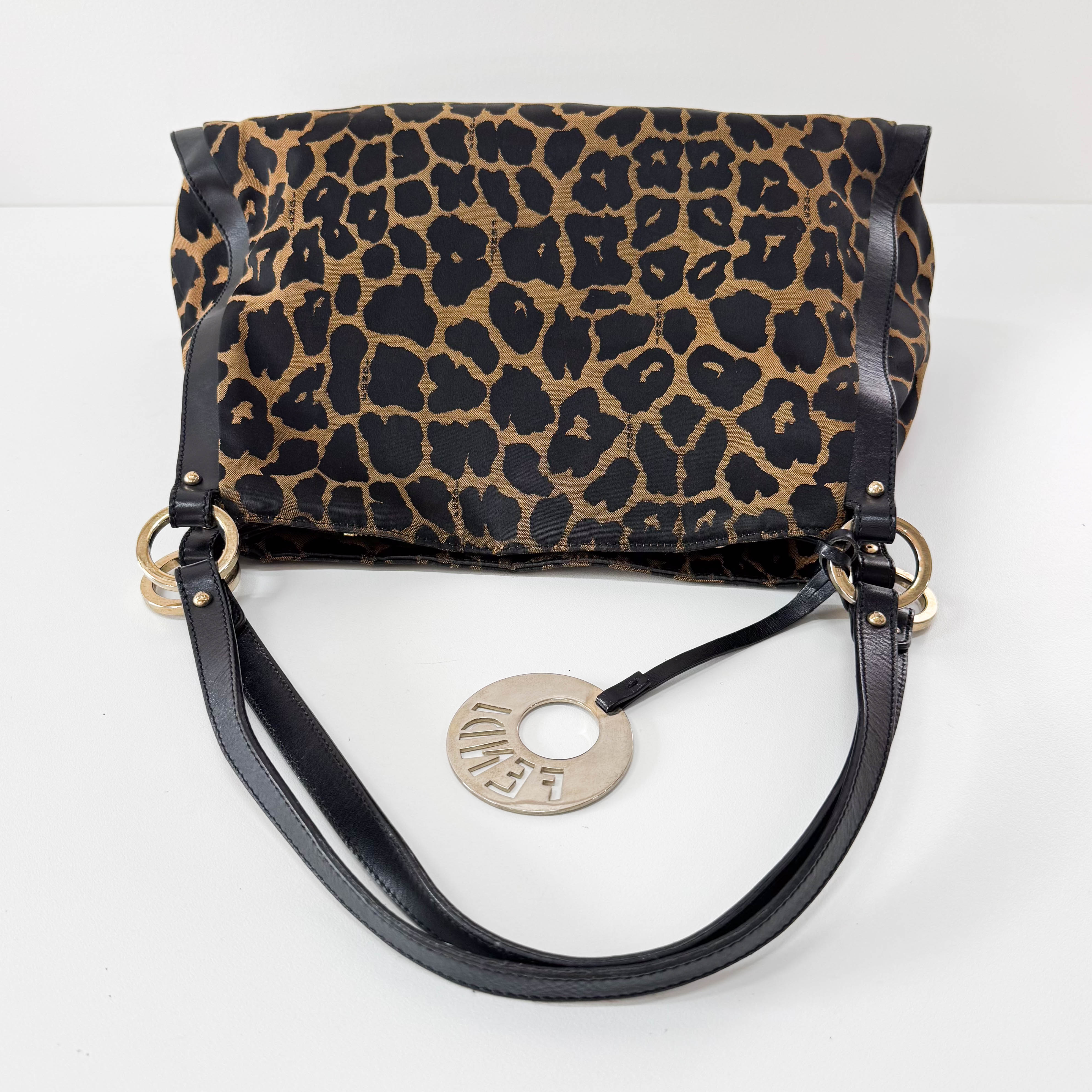 Leopard Print Canvas Shoulder Bag