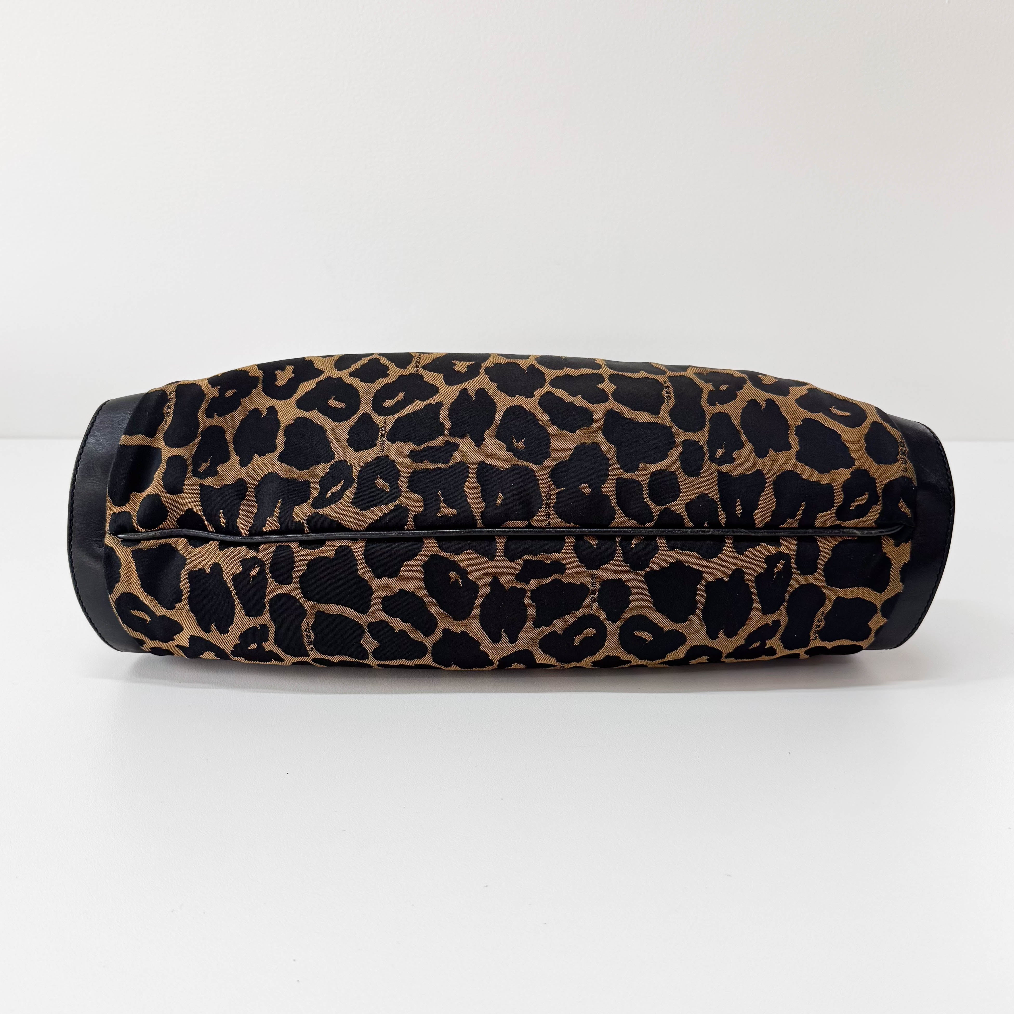 Leopard Print Canvas Shoulder Bag
