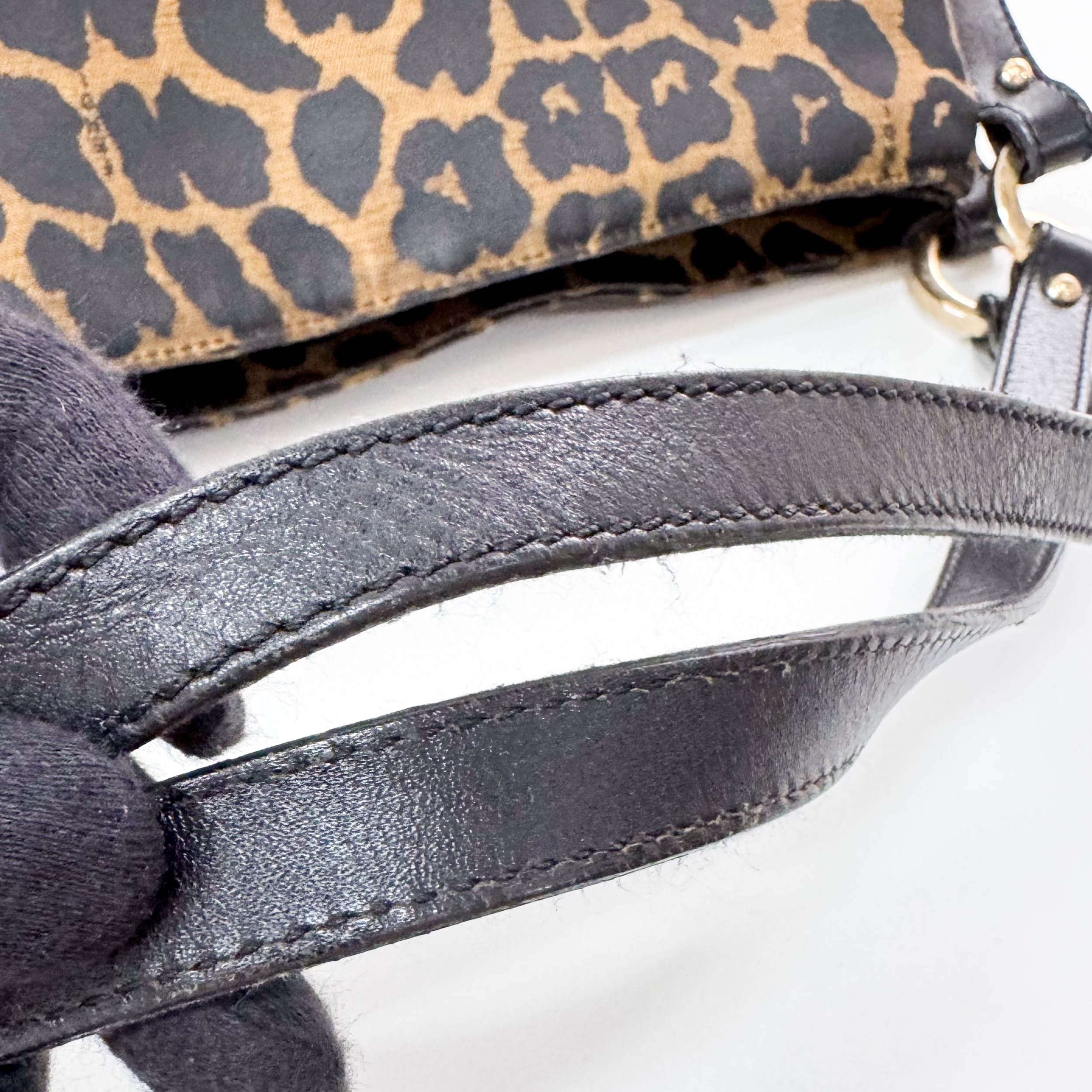 Leopard Print Canvas Shoulder Bag